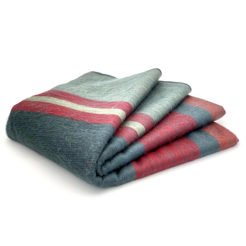 Ecualama Blanket- Carbon/Red-98" x 67"-80/20 Alpaca/Acrylic (Ecuador)