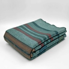 Ecualama Blanket- Stripe-Turquoise-90" x 67"-80/20 Alpaca/Acrylic (Ecuador)