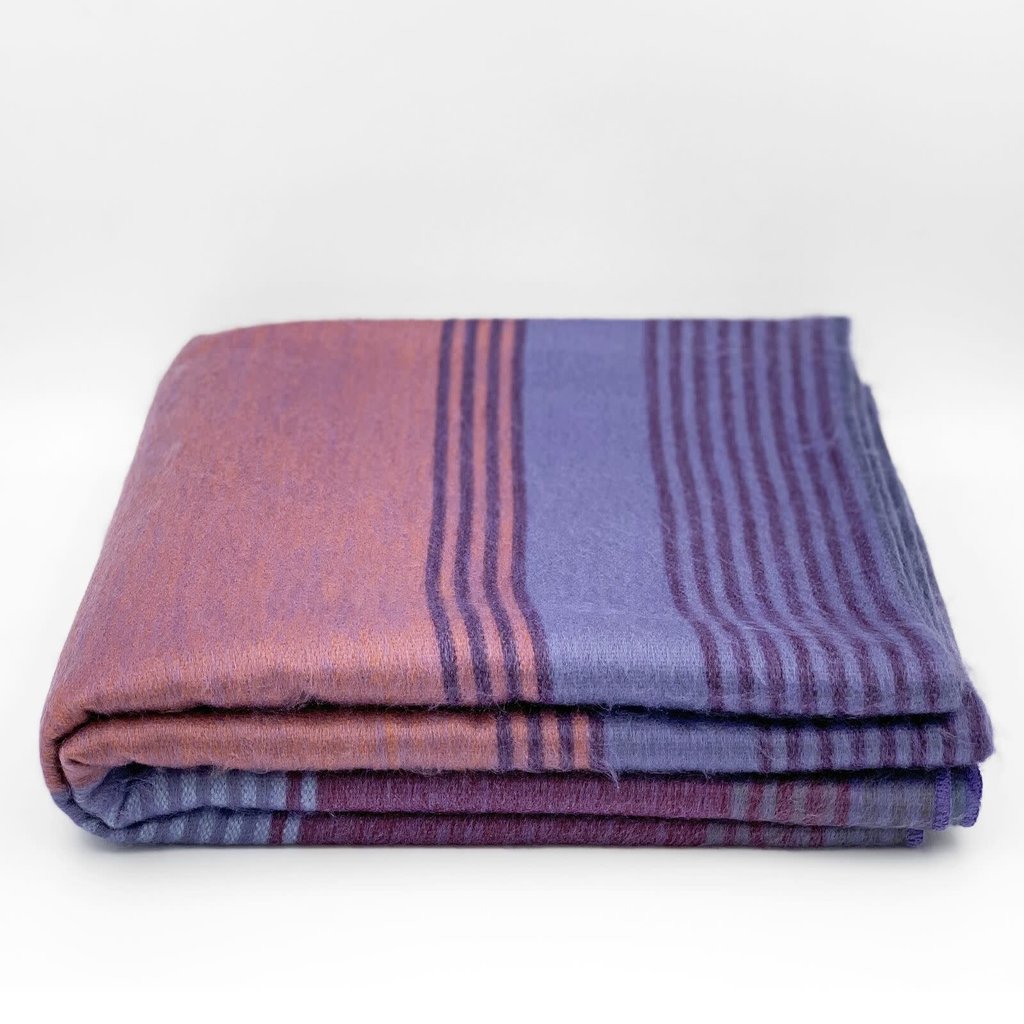 Ecualama Blanket- Stripe-Purple-90" x 70"-80/20 Alpaca/Acrylic (Ecuador)