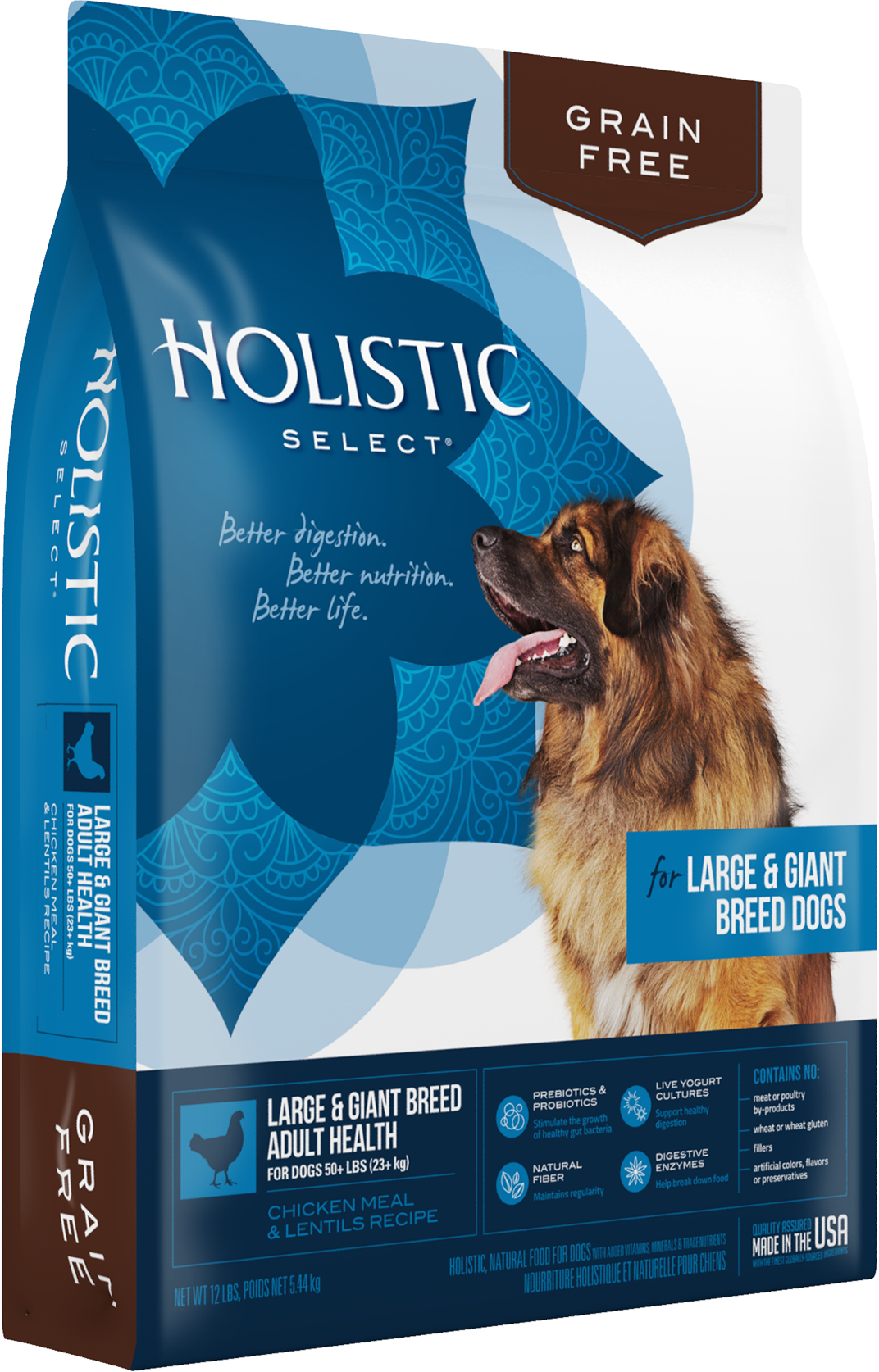 Holistic Select Grain Free Large Breed Adult Chicken Dog Kibble Teton Tails