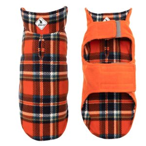 Worthy Dog Worthy Orange/Navy Plaid Fargo Fleece reversible