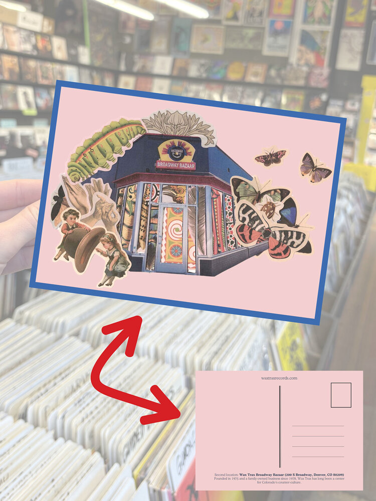 Wax Trax Postcard #2 Broadway Bazaar Store