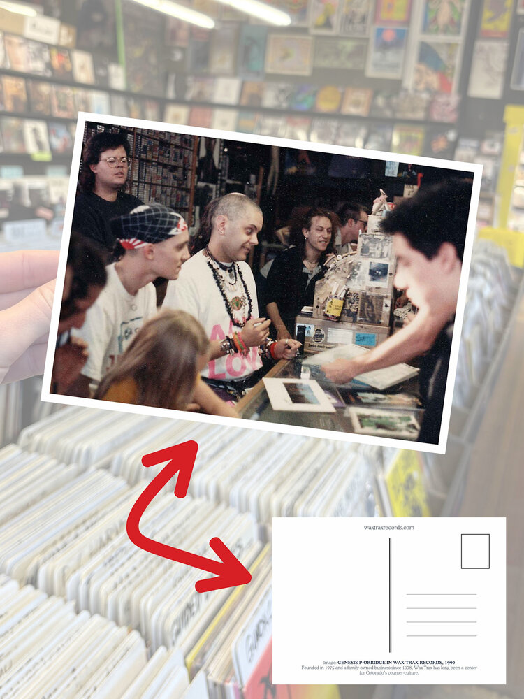 Wax Trax Postcard #10 Genesis P-Orridge at Capitol Hill