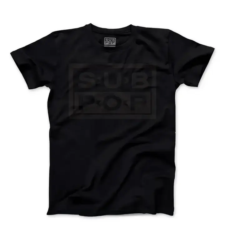 Sub Pop Logo T-Shirt (black w/black) - SMALL