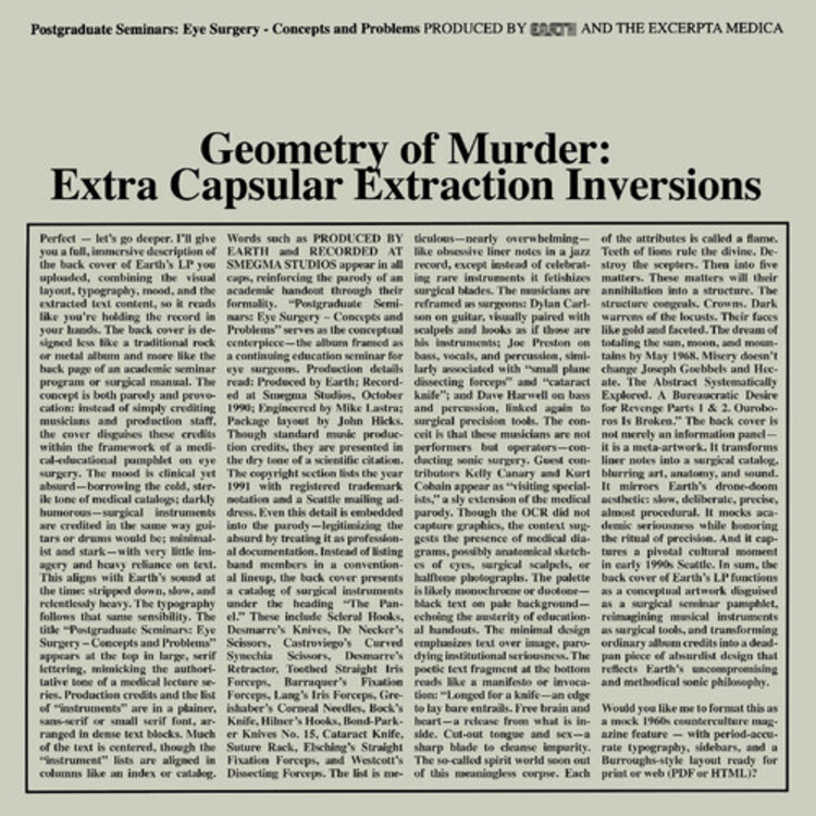 Earth X Black Noi$e - Geometry of Murder: Extra Capsular Extraction Inversions 2LP (clear vinyl)