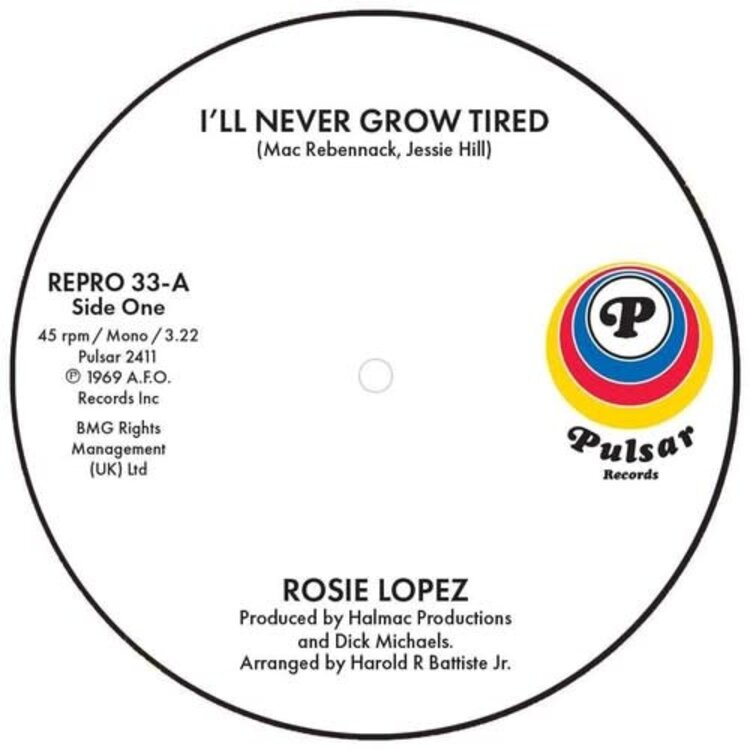 Kent Lopez, Rosie - I'll Never Grow Tired / Too Hot to Hold 7"