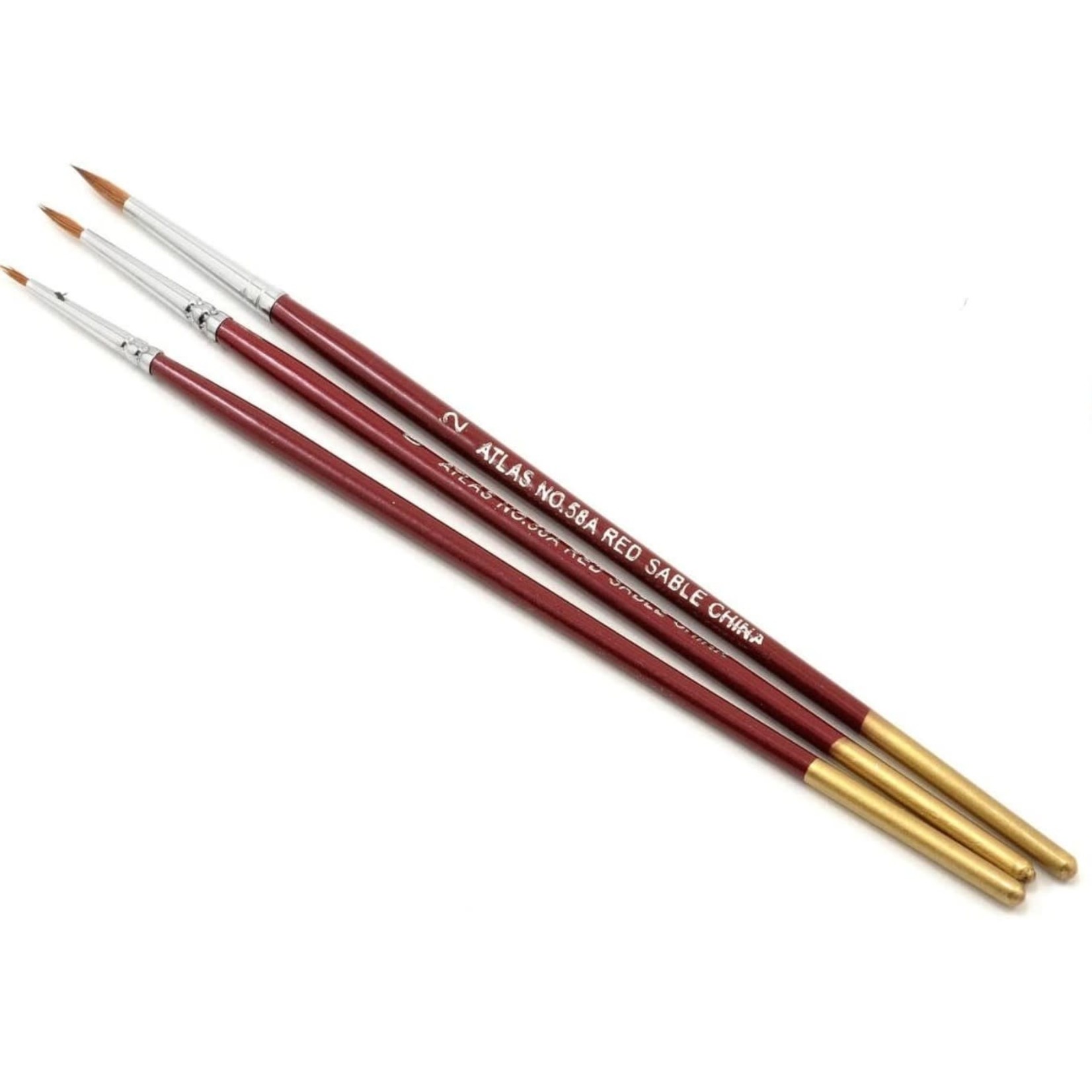 Atlas Brush Company Red Sable Brush Set 5/0, 0, 2 (3pc)