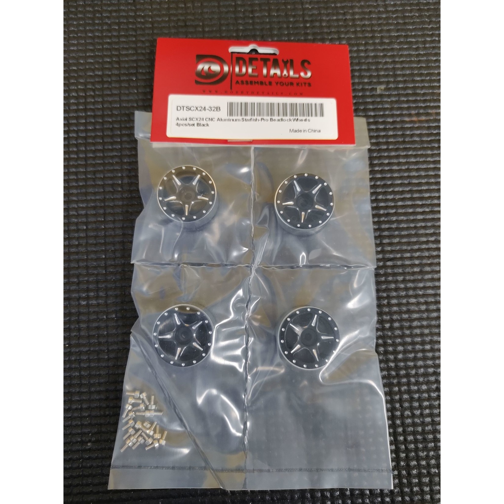 Hobby Details SCX24 1.0 Aluminum Starfish-Pro Beadlock Wheels 4 Black