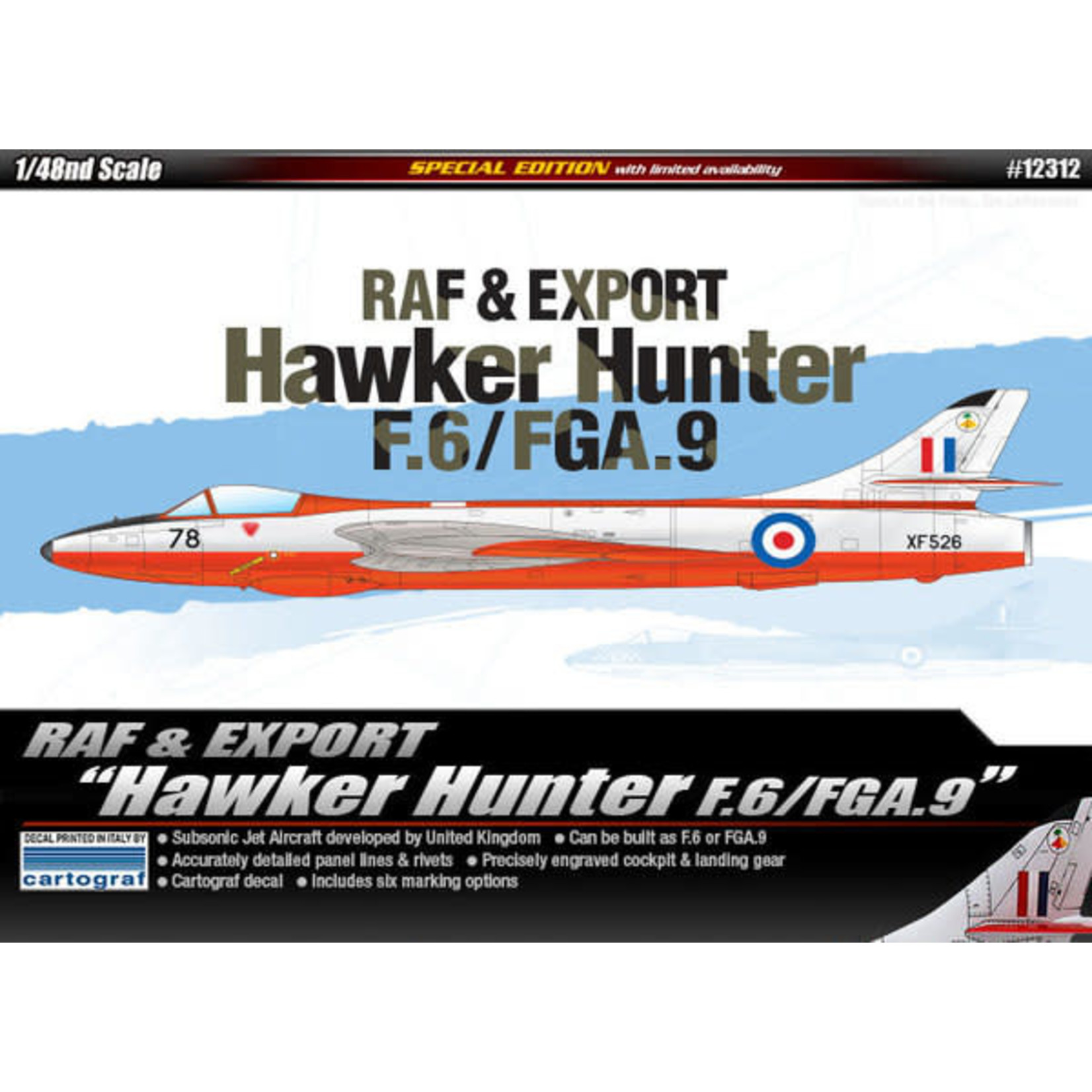 Academy 1/48 RAF/Export Hawker Hunter F.6/Fga.9 Kit