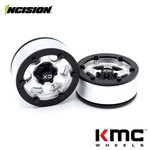 Vanquish RC 1.9 Incision KMC KM233 Bead-Lock Wheels Silver Plastic (2)