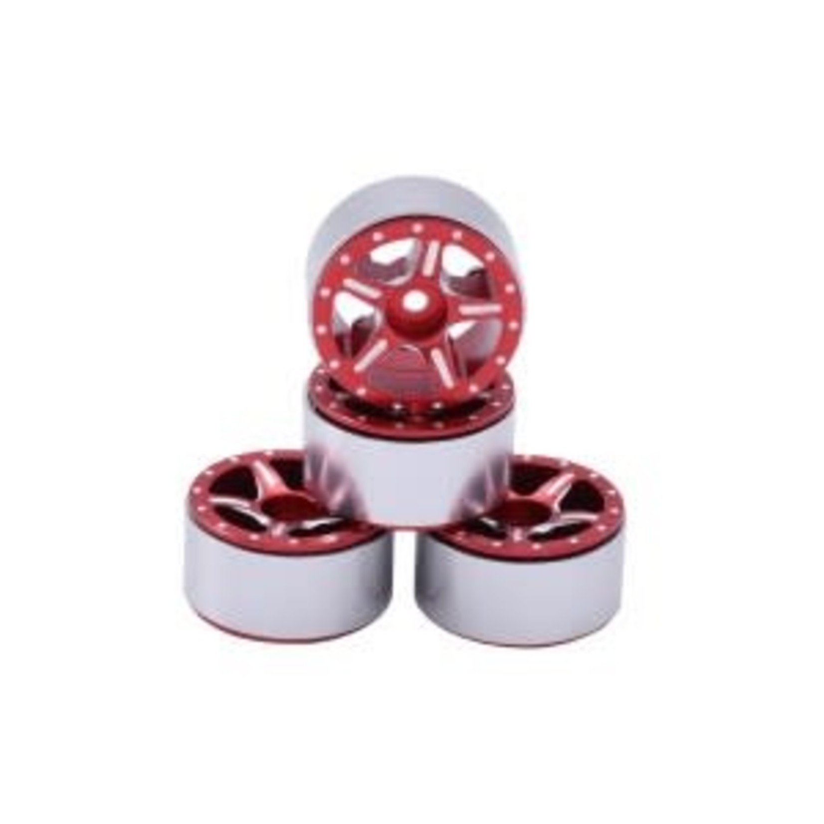 Hobby Details Axial SCX24 CNC Aluminum Starfish- Pro Beadlock Wheels 4pcs/set Red - Clearance