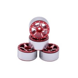 Hobby Details Axial SCX24 CNC Aluminum Starfish- Pro Coloful Beadlock Wheels 4pcs/set Red