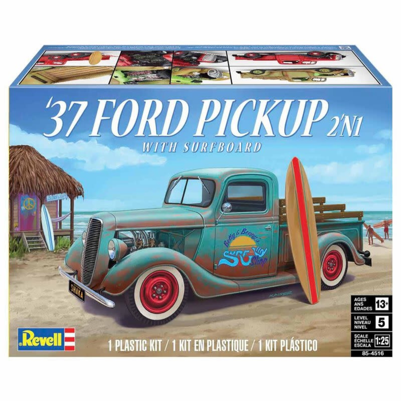 Revell 1/25 37 Ford Pickup 2n1 with Surfboard Kit