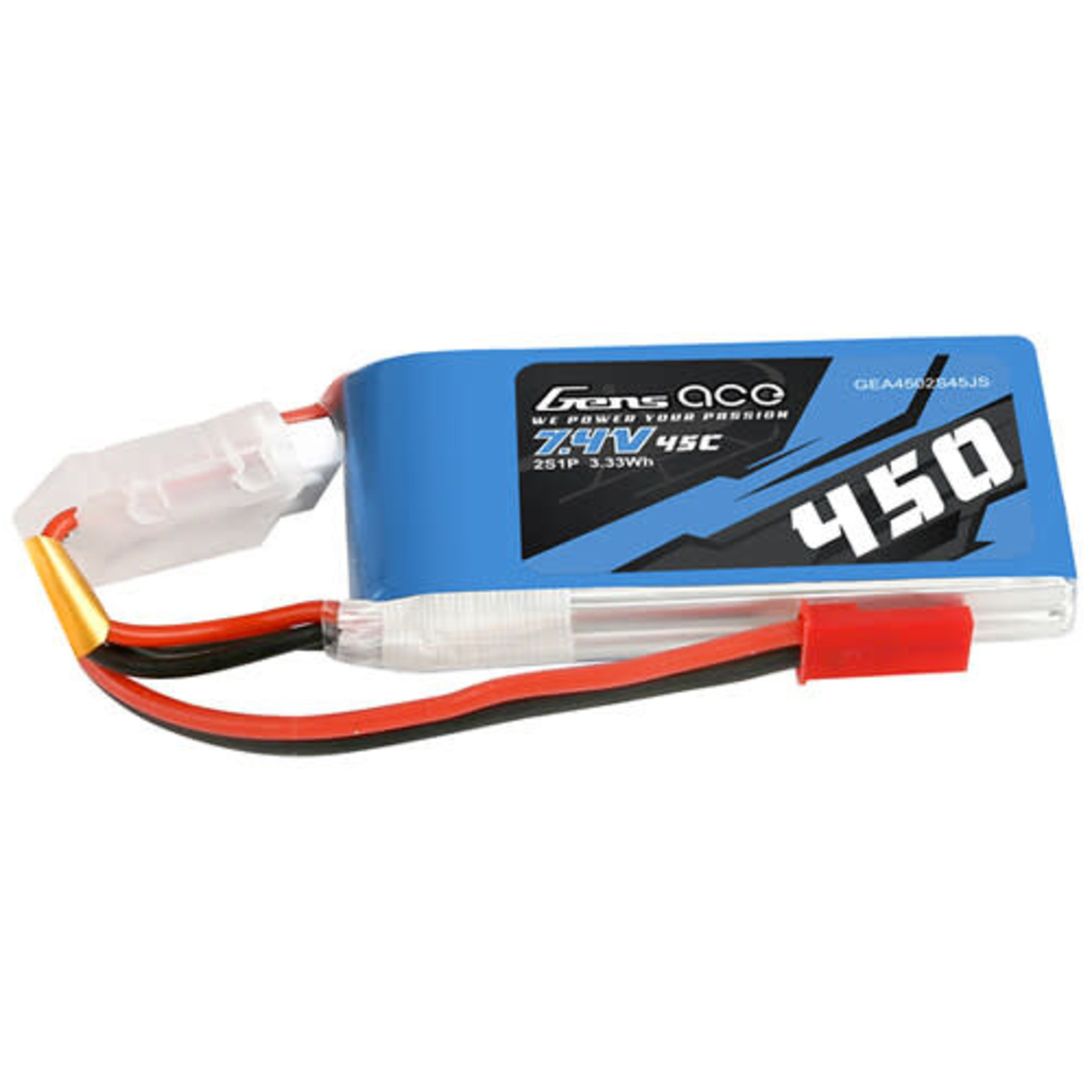 Gens Ace 7.4V 450mah 2S 75C LIPO XT30 long