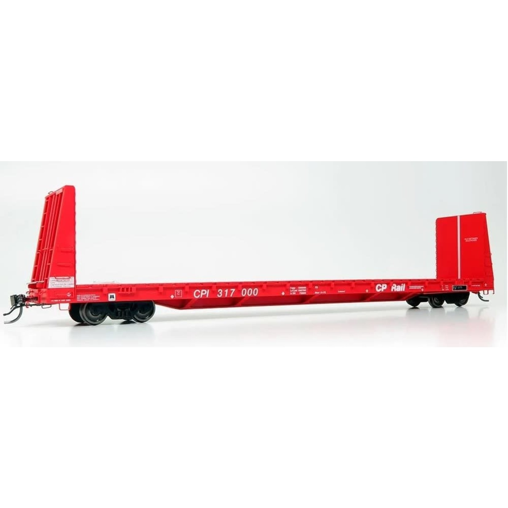 Rapido Trains HO Marine Industries Bulkhead Flatcar: CP Rail - Action Red: Single Car