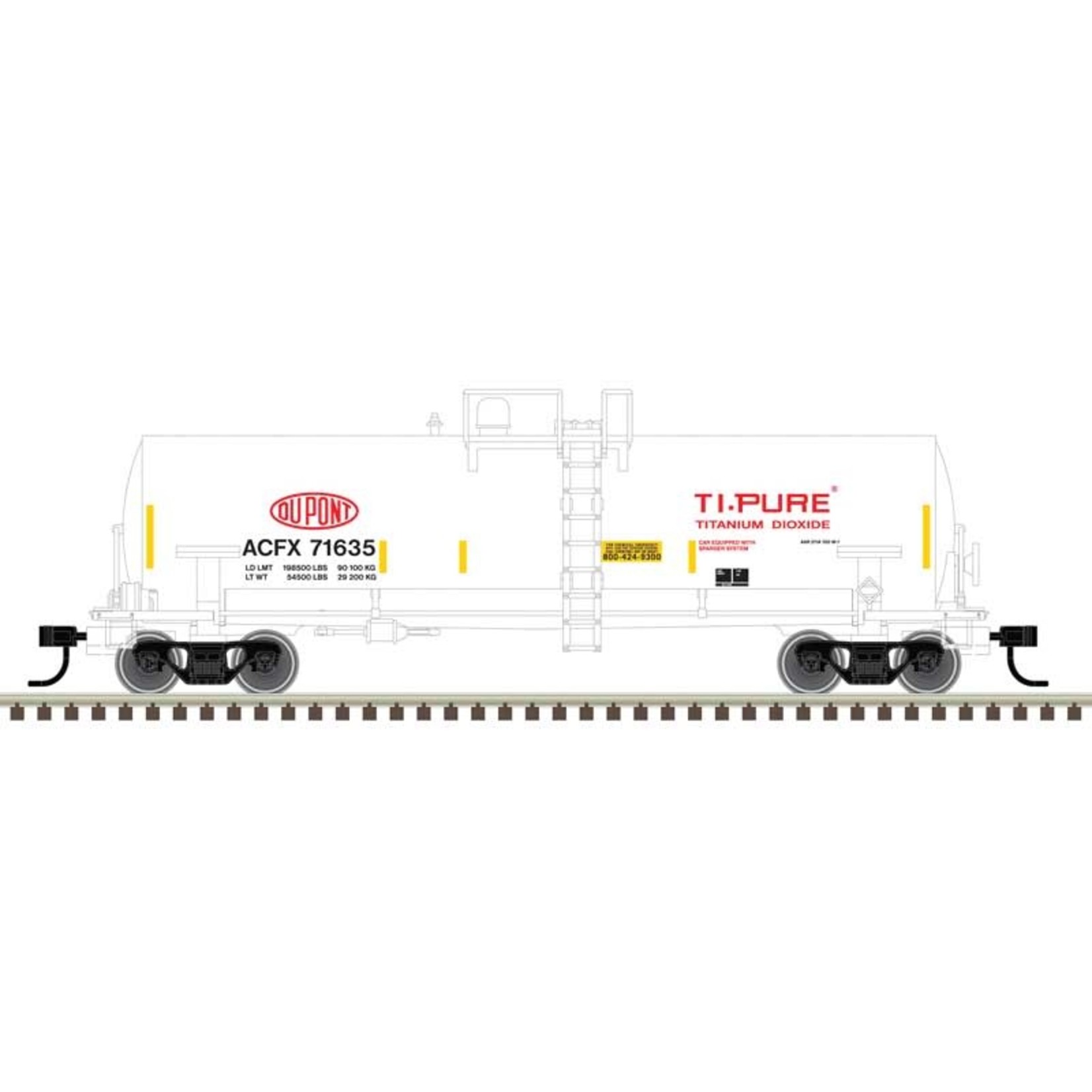 Atlas N ACF 140000 Gal. Kaolin Tank Car Dupont 71635