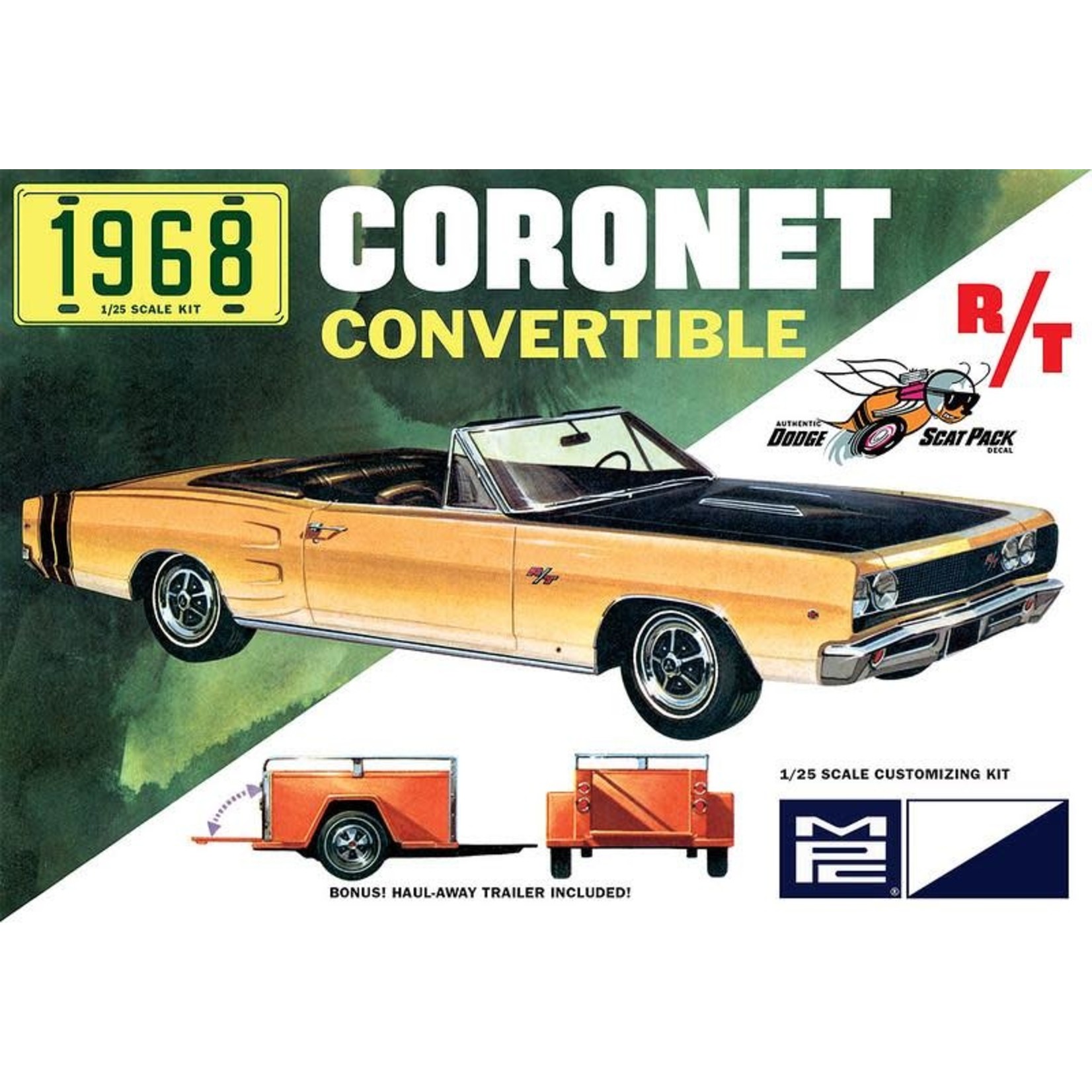 MPC Models 1/25 1968 Dodge Coronet Convertible w/Trailer Kit