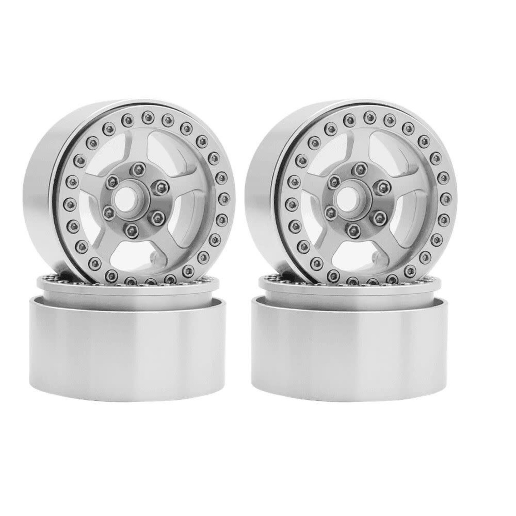 Hobby Details 1.9" Aluminum Beadlock Wheels - 5 Stars (4) (Silver)