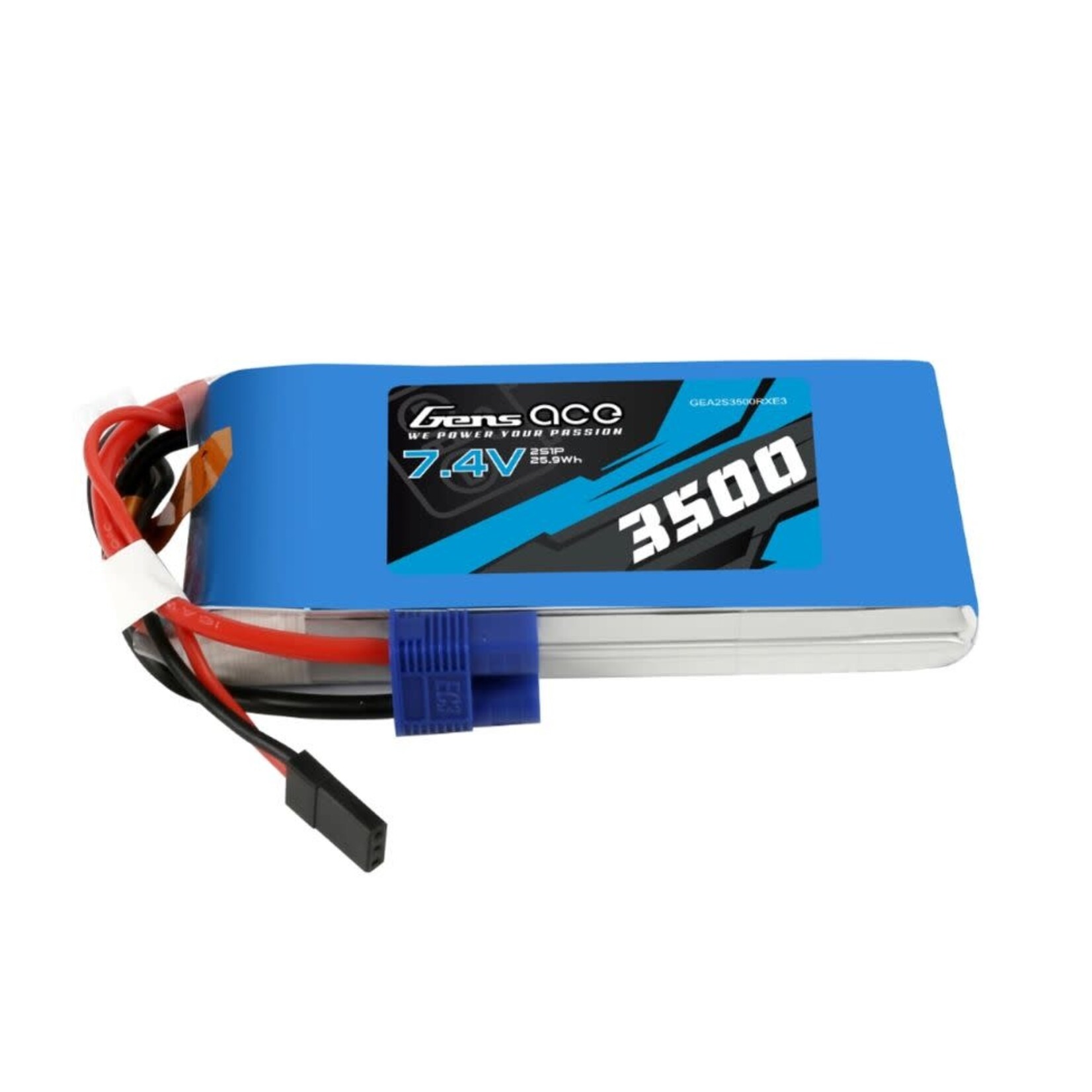 Gens Ace 7.4V 3500mAh 2S Receiver LiPo  Soft Case with EC3