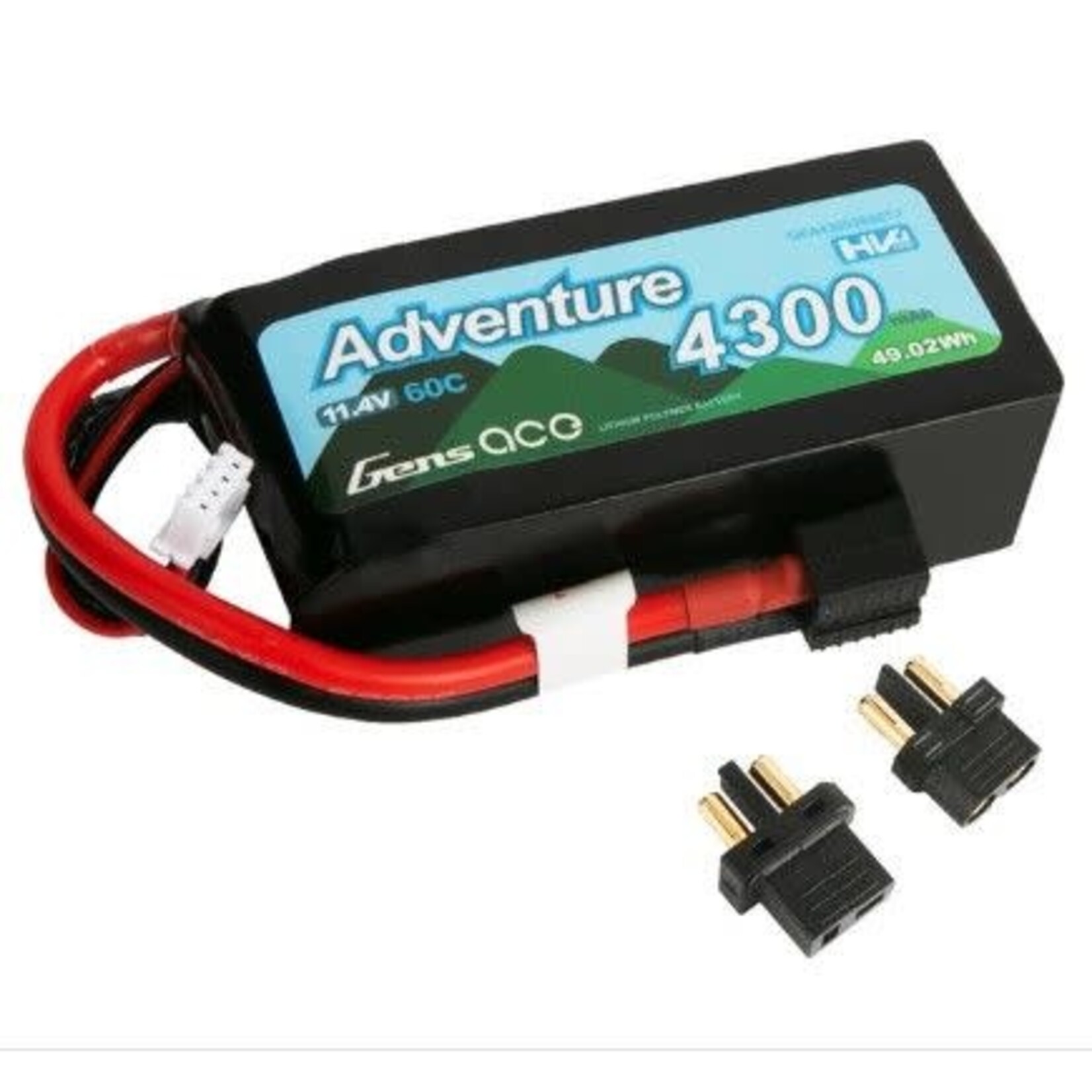 Gens Ace 11.4V 4300mAh 3S1P 60C lipo with Deans and XT60