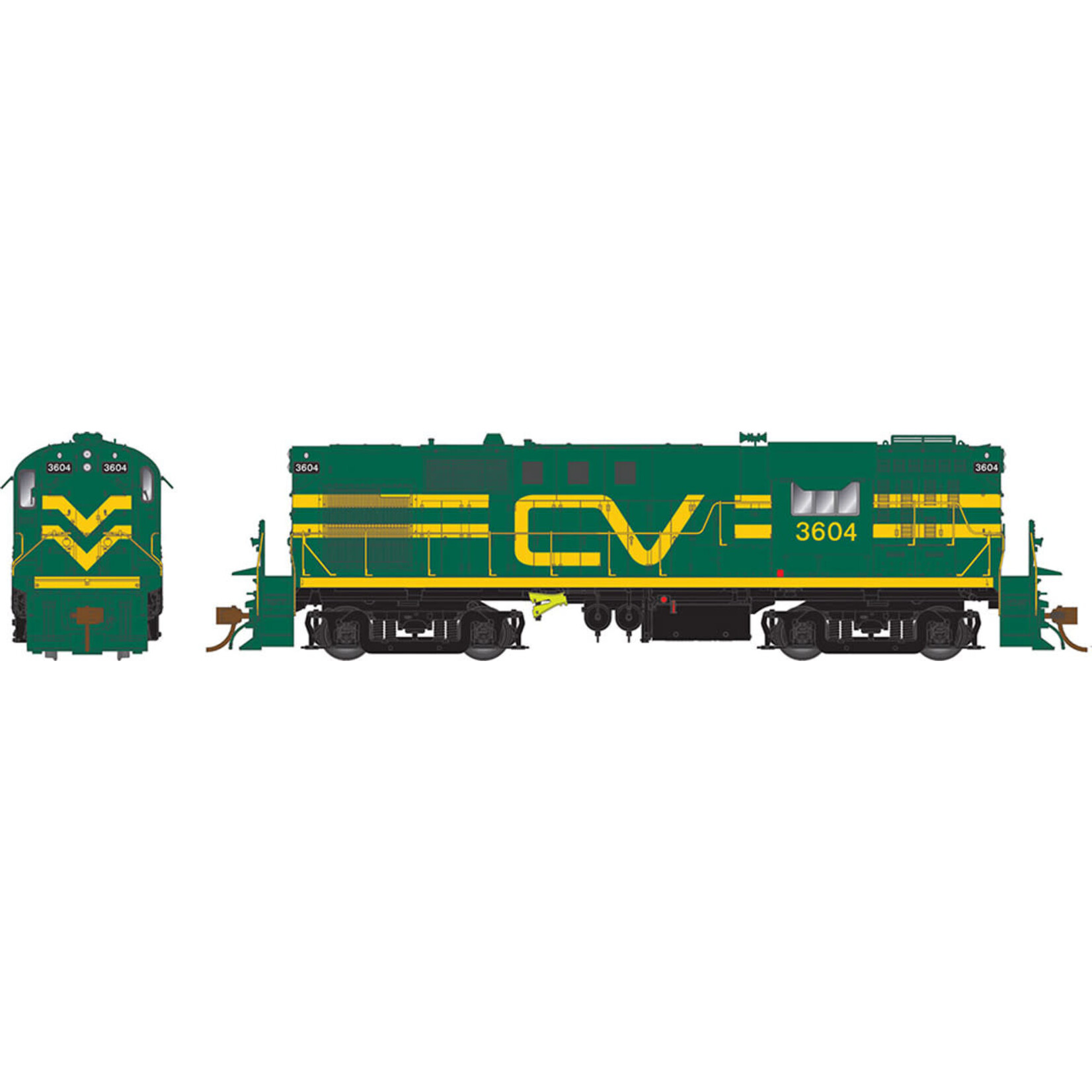 Rapido Trains HO RS-11 (DC/DCC/Sound): Central Vermont - Green w/Noodle: #3601