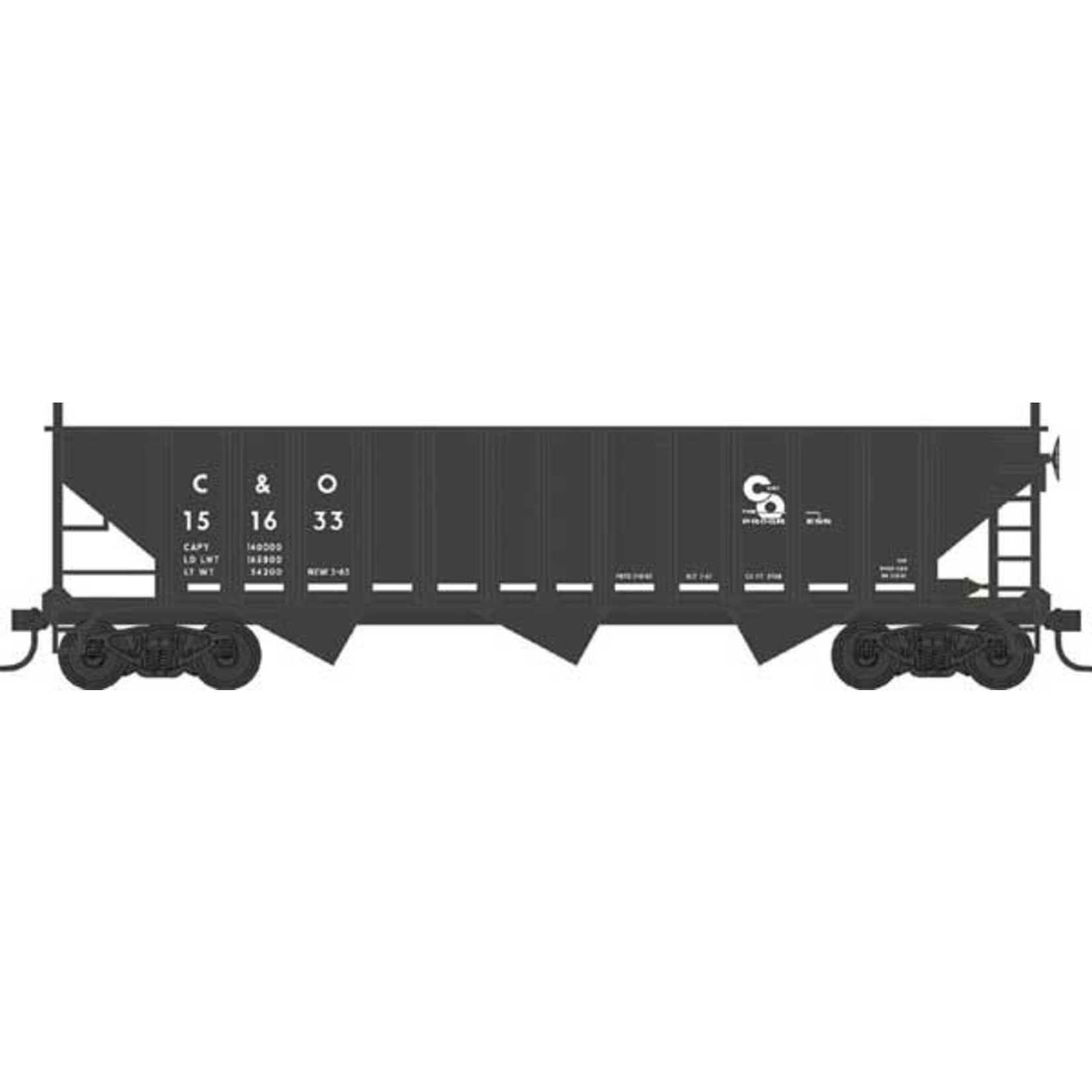 Bowser Trains HO 70-Ton 12-Panel 3-Bay Hopper C&O 151623