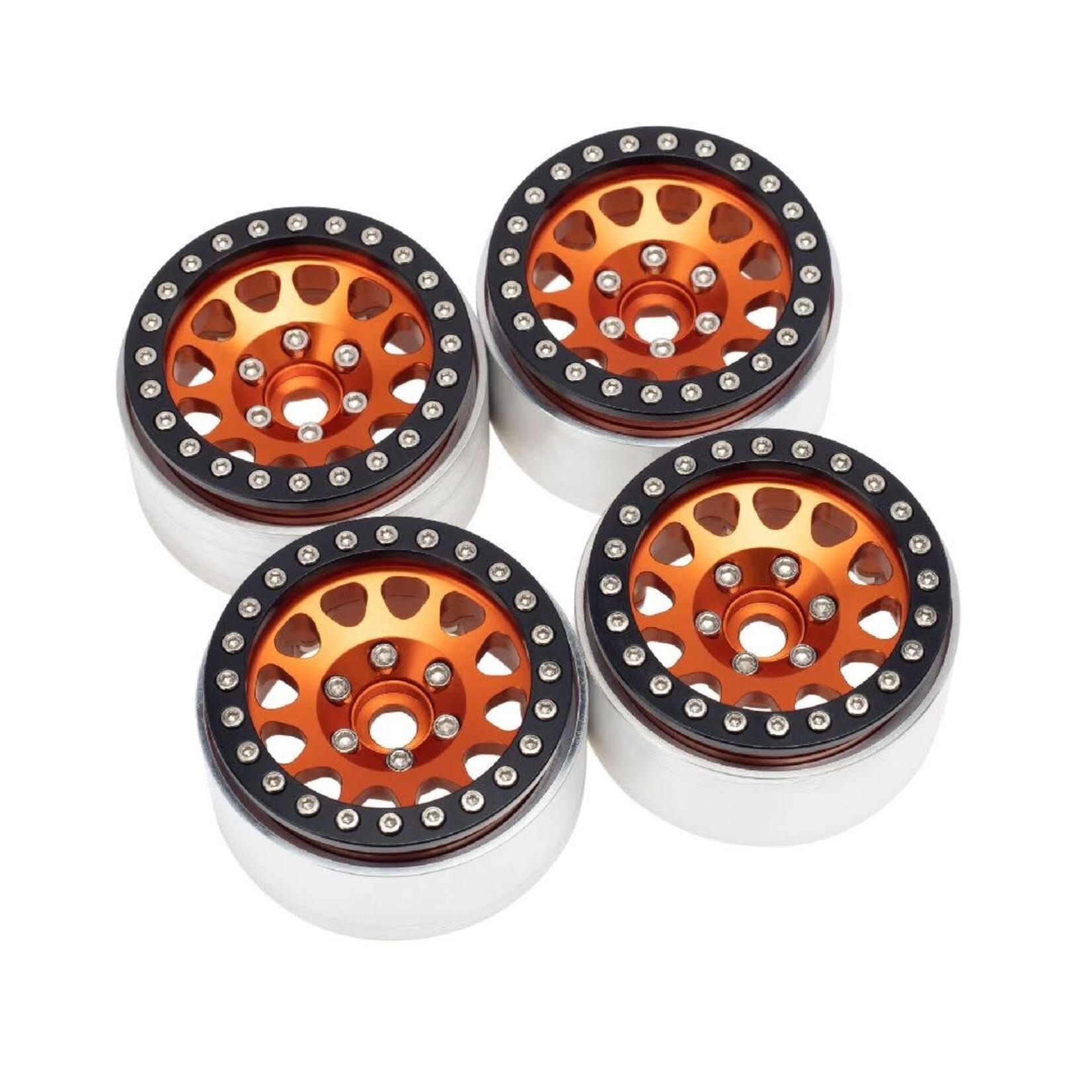 Hobby Details 1.9" Alum. Triangle-Round Beadlock Crawler Wheels - Orange (4)