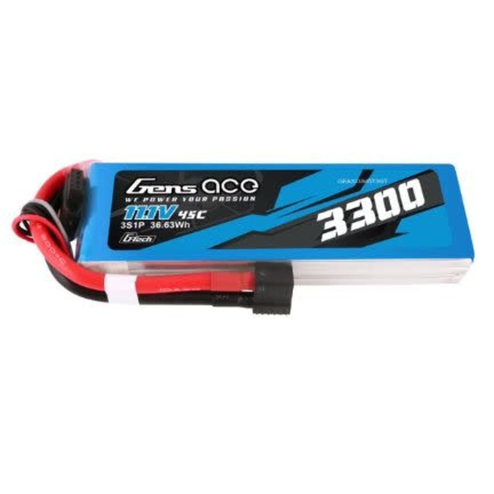 Gens Ace 11.1V 3300mAh 3s 45C G-TechLipo EC3 and Deans Adapter Soft