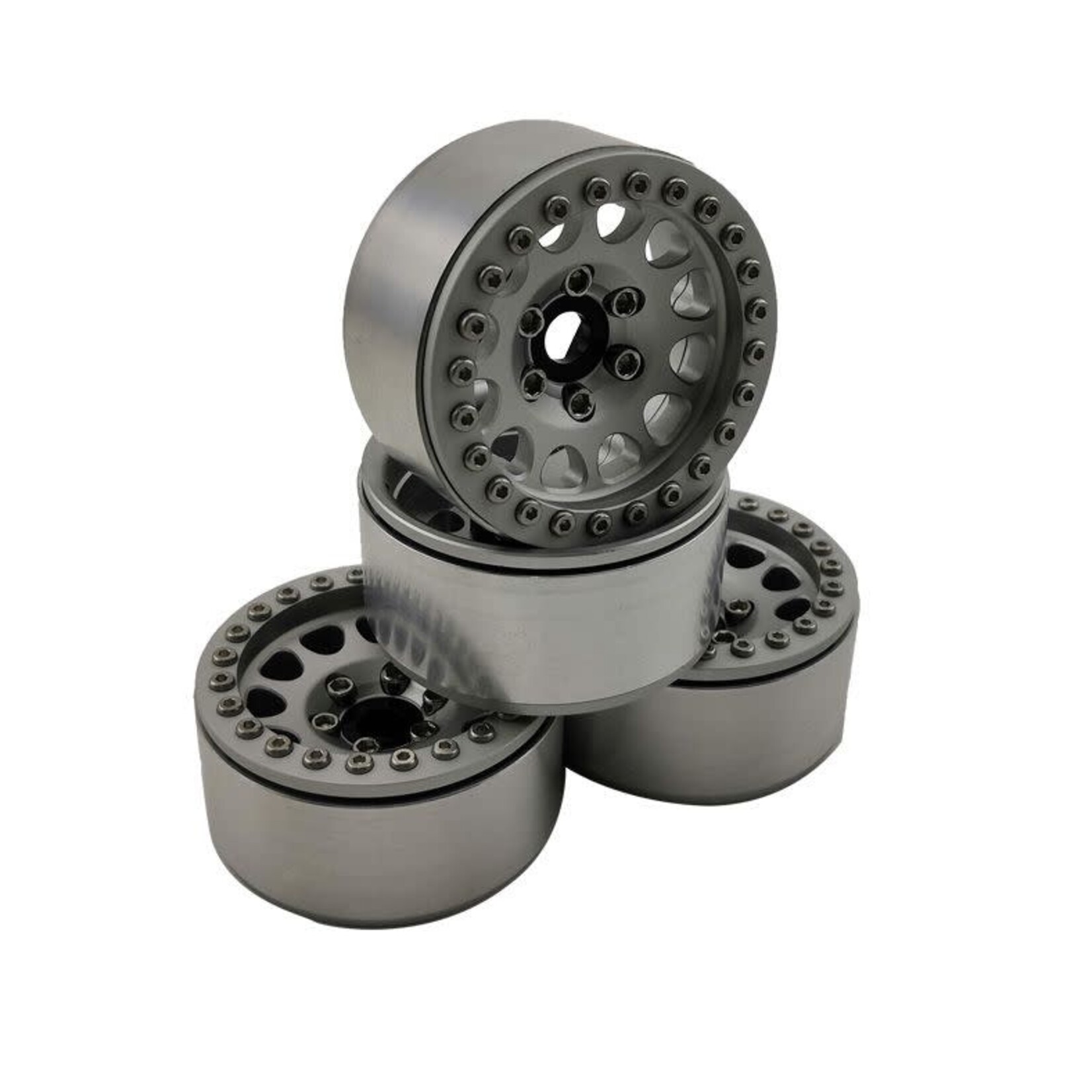 Hobby Details 1.9 Aluminum Beadlock Wheels - M105 Silver (4) (Silver ring)