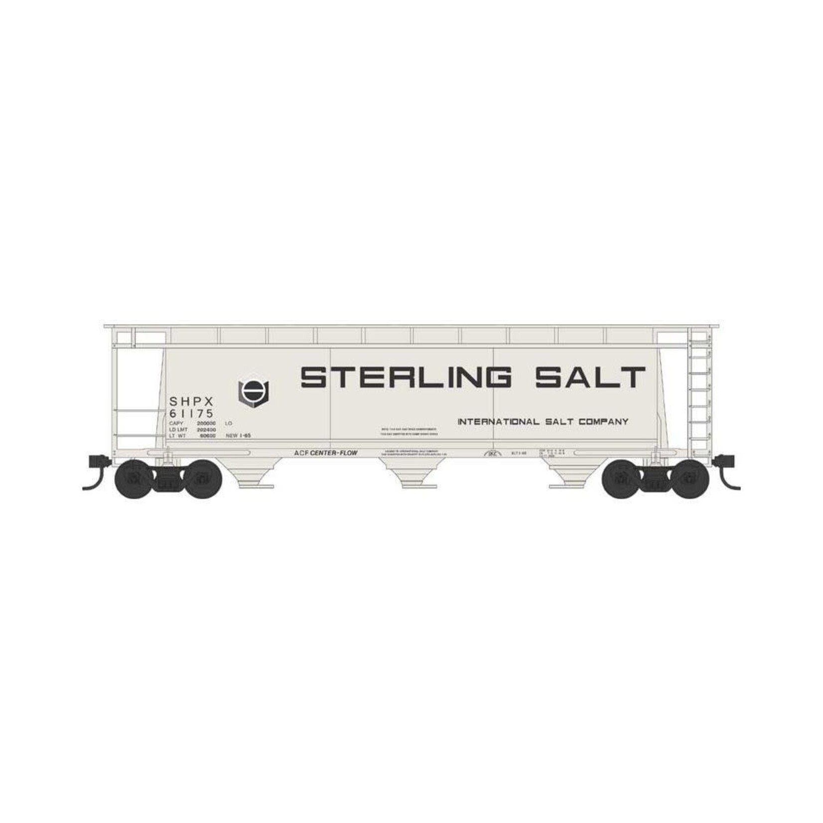 Bowser Trains N 3-Bay Cylindrical Covered Hopper Sterling Salt 61186