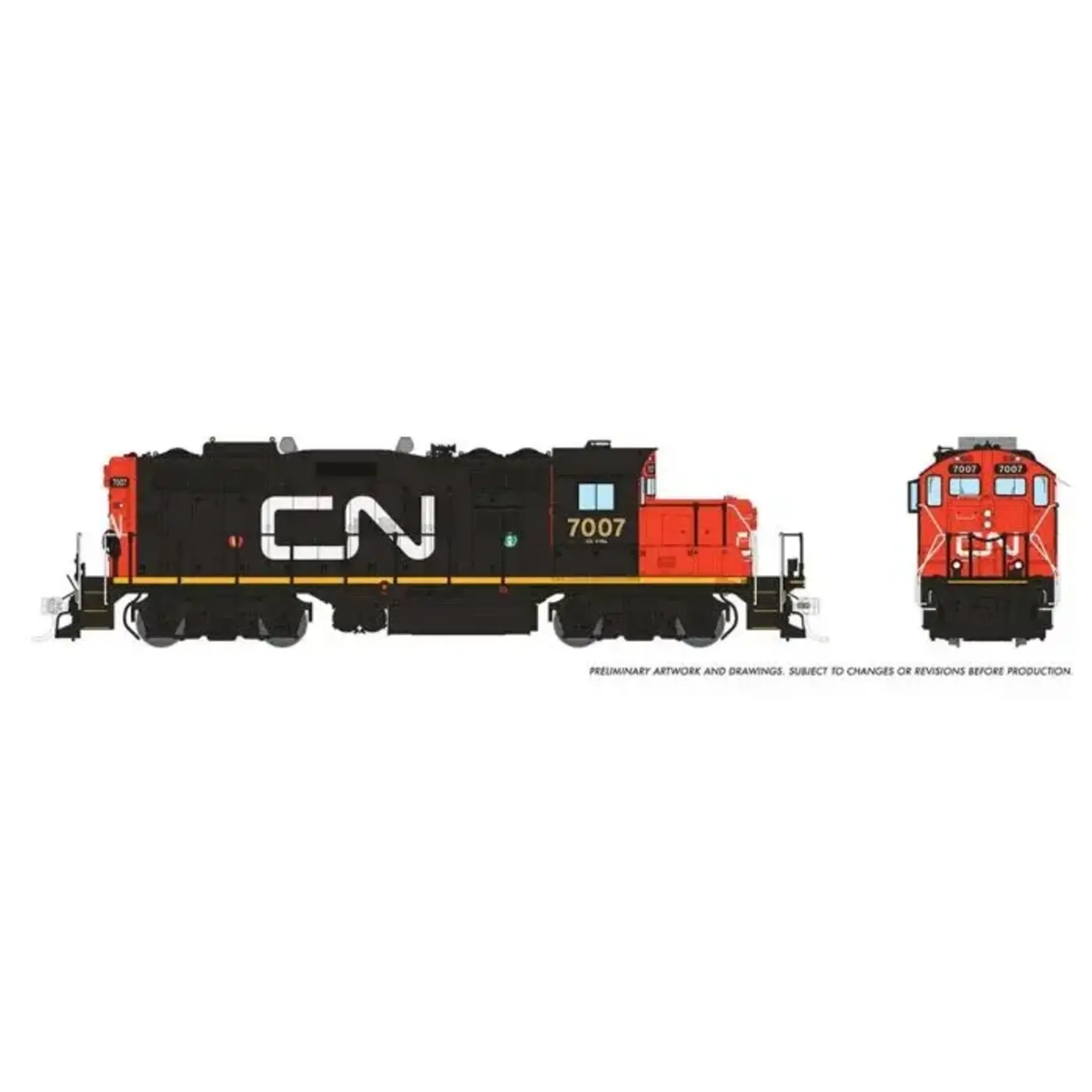 Rapido Trains HO GP9RM (DC/DCC/Sound): CN - Large Noodle: #7007