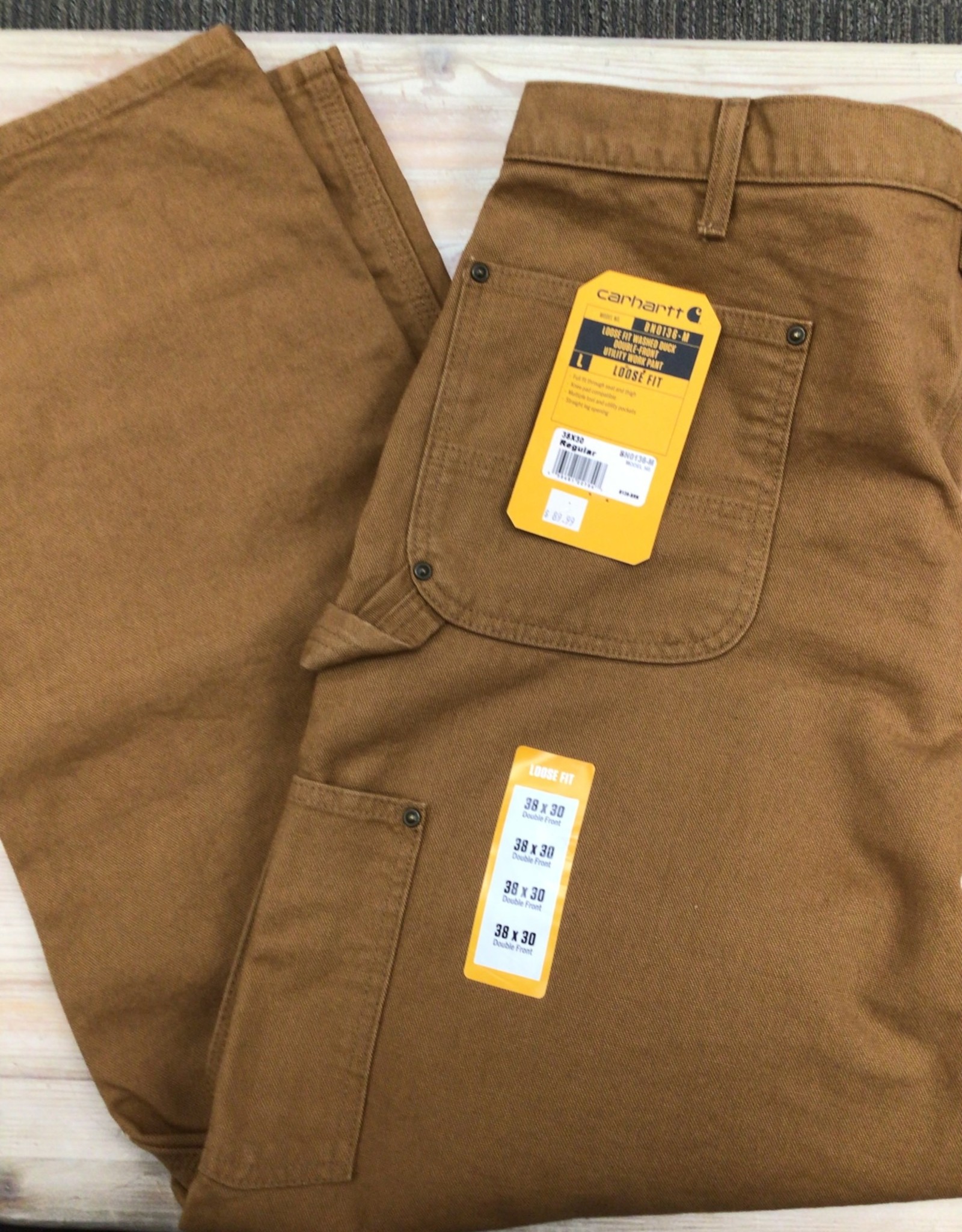 Carhartt B136BRN Double Front Work Dungaree Washed Duck Canvas