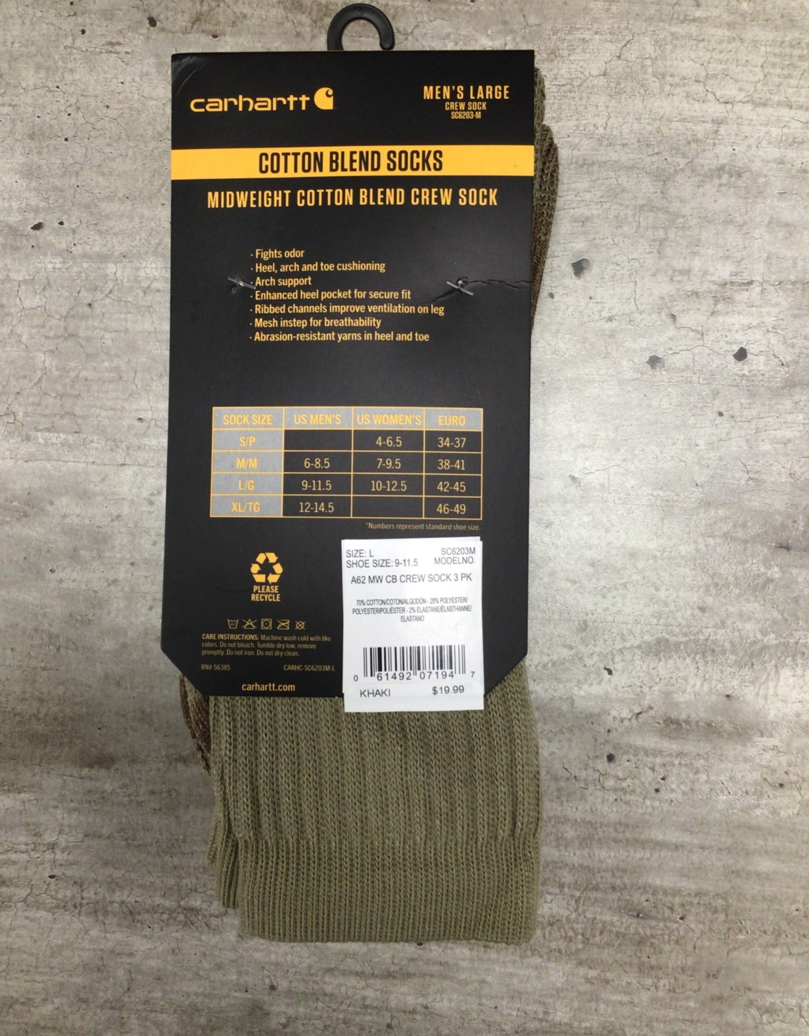 Carhartt Carhartt SC6203M Midweight Cotton Blend Crew Socks