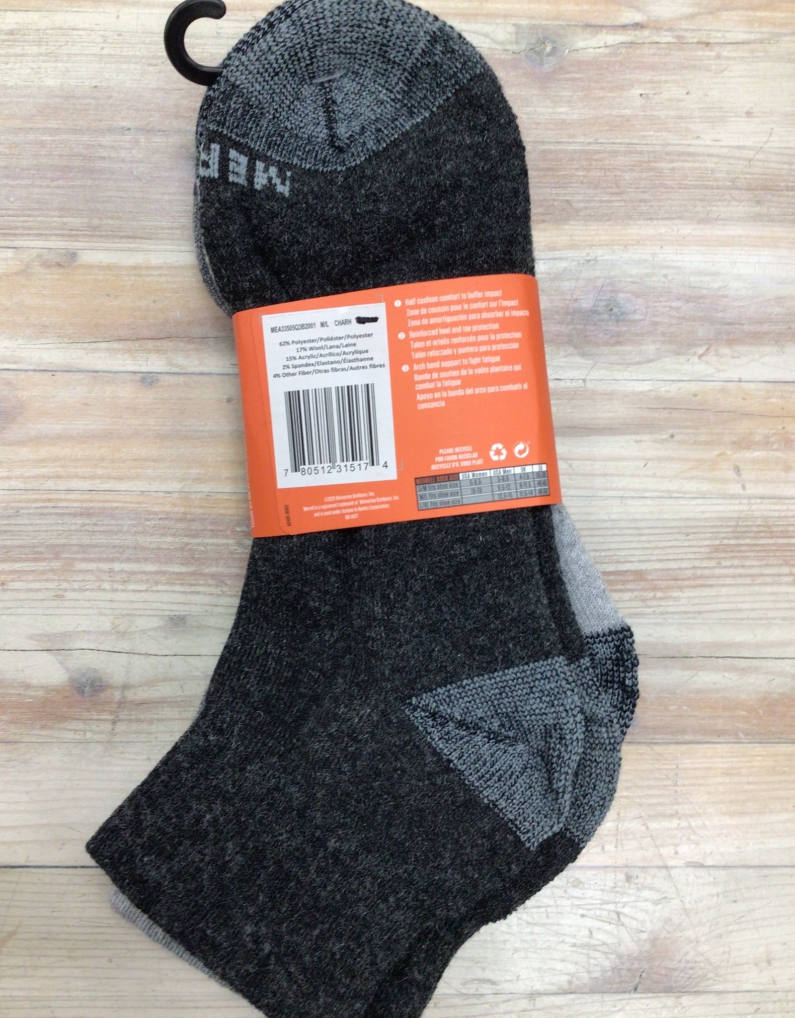 Merrell Merrell 3pair Cushioned Hiker Quarter Socks Unisex