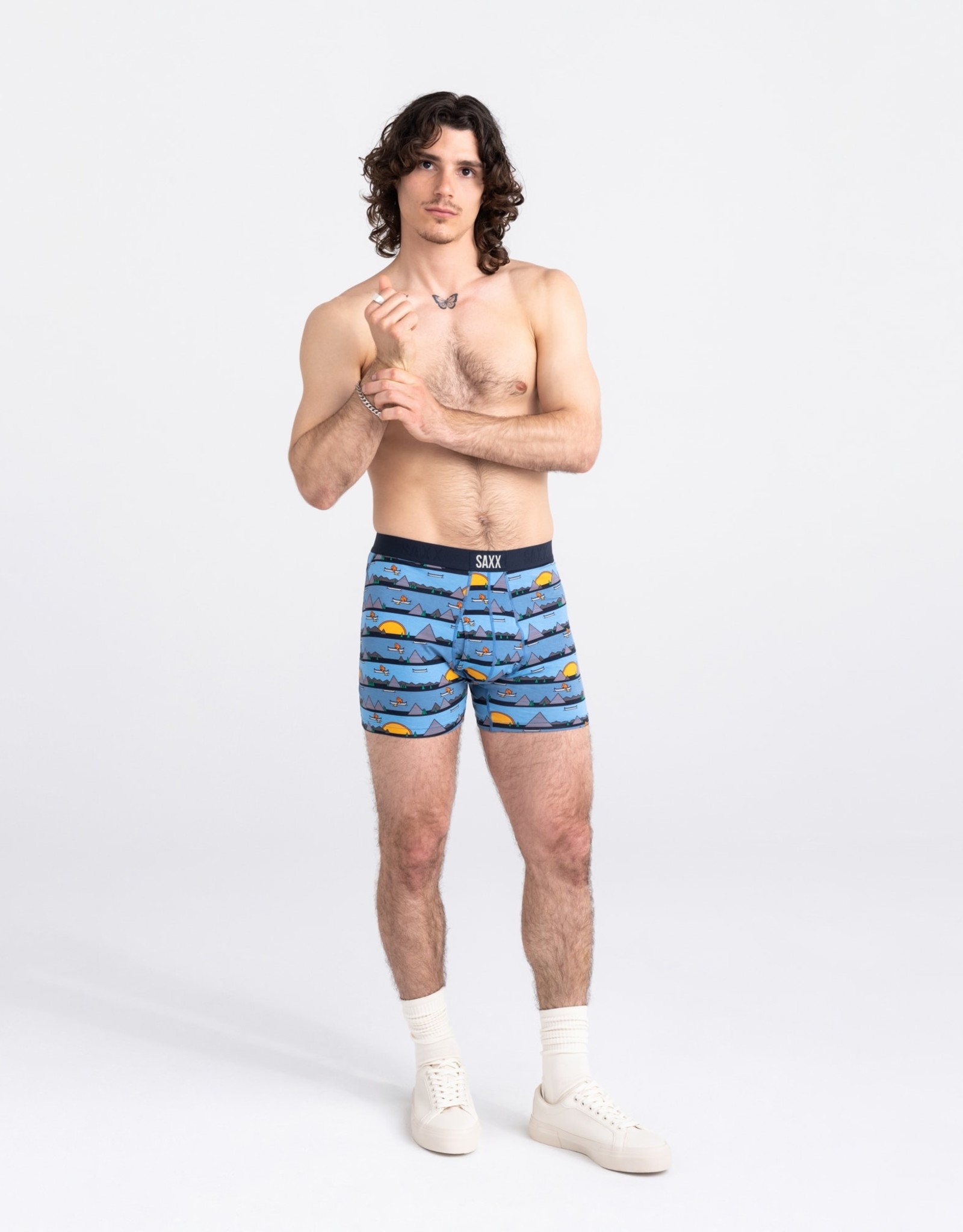 Saxx Ultra Boxer Brief w/ Fly, Go With The Floe Navy, SXBB30F-FLO, Mens  Boxer Briefs