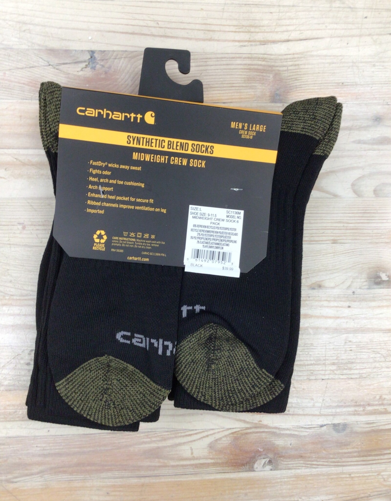Carhartt Carhartt SC1054M Synthetic Blend Heavyweight Crew Sock 4 pk Men’s