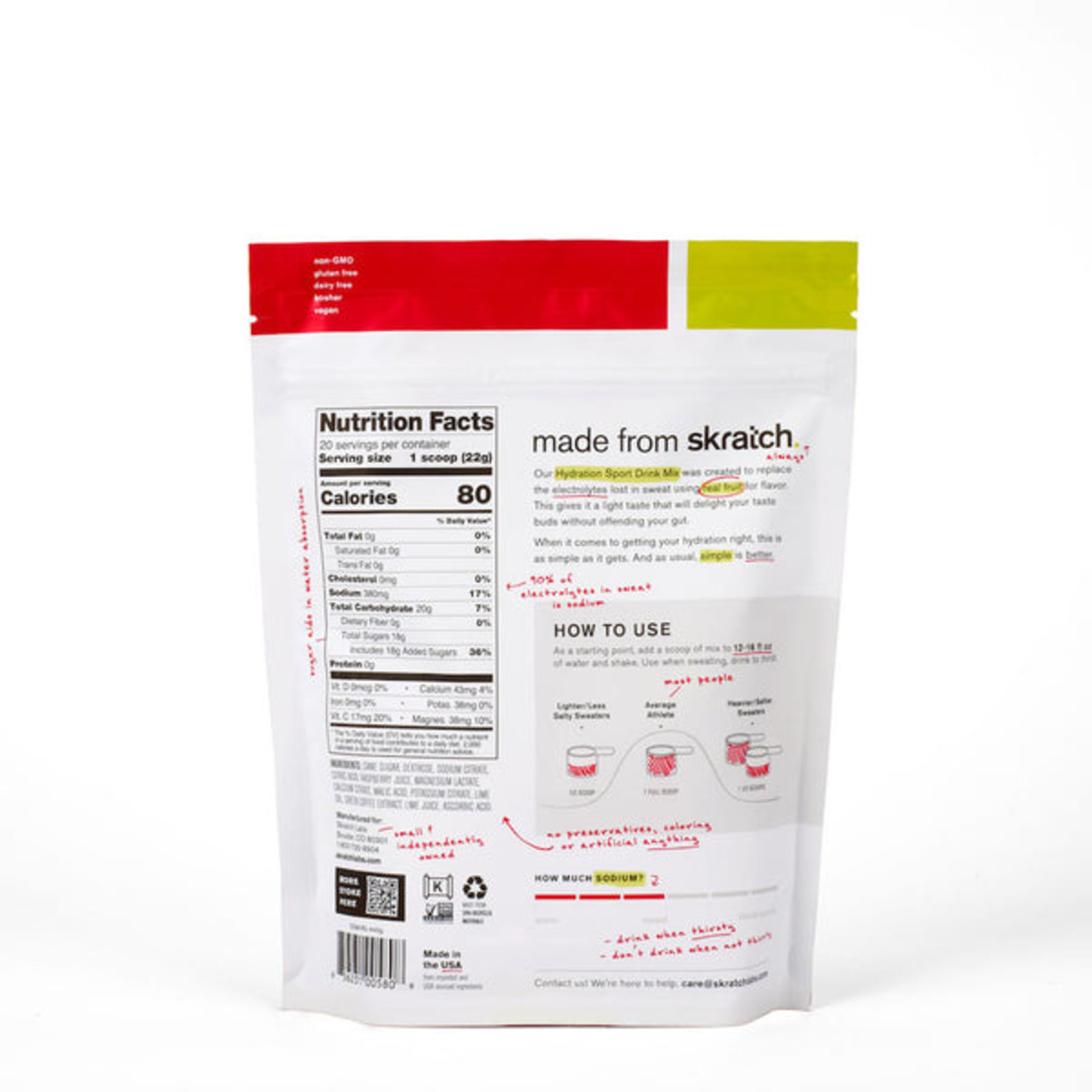 Skratch Labs Sport Drink Mix: Raspbery Limeade with Caffeine 440g