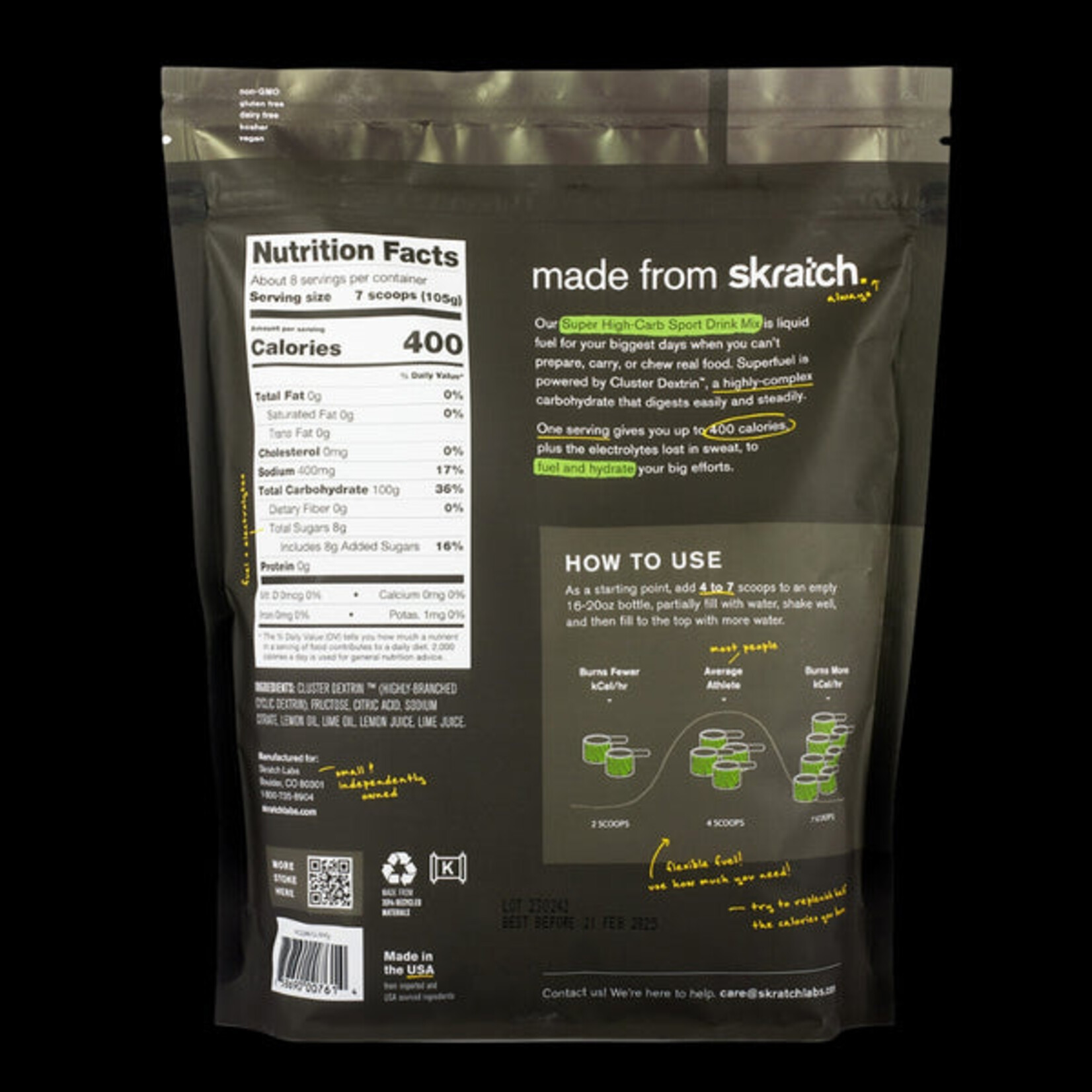 Skratch Labs Super High-Carb Sport Drink Mix: Lemon + Lime 840g