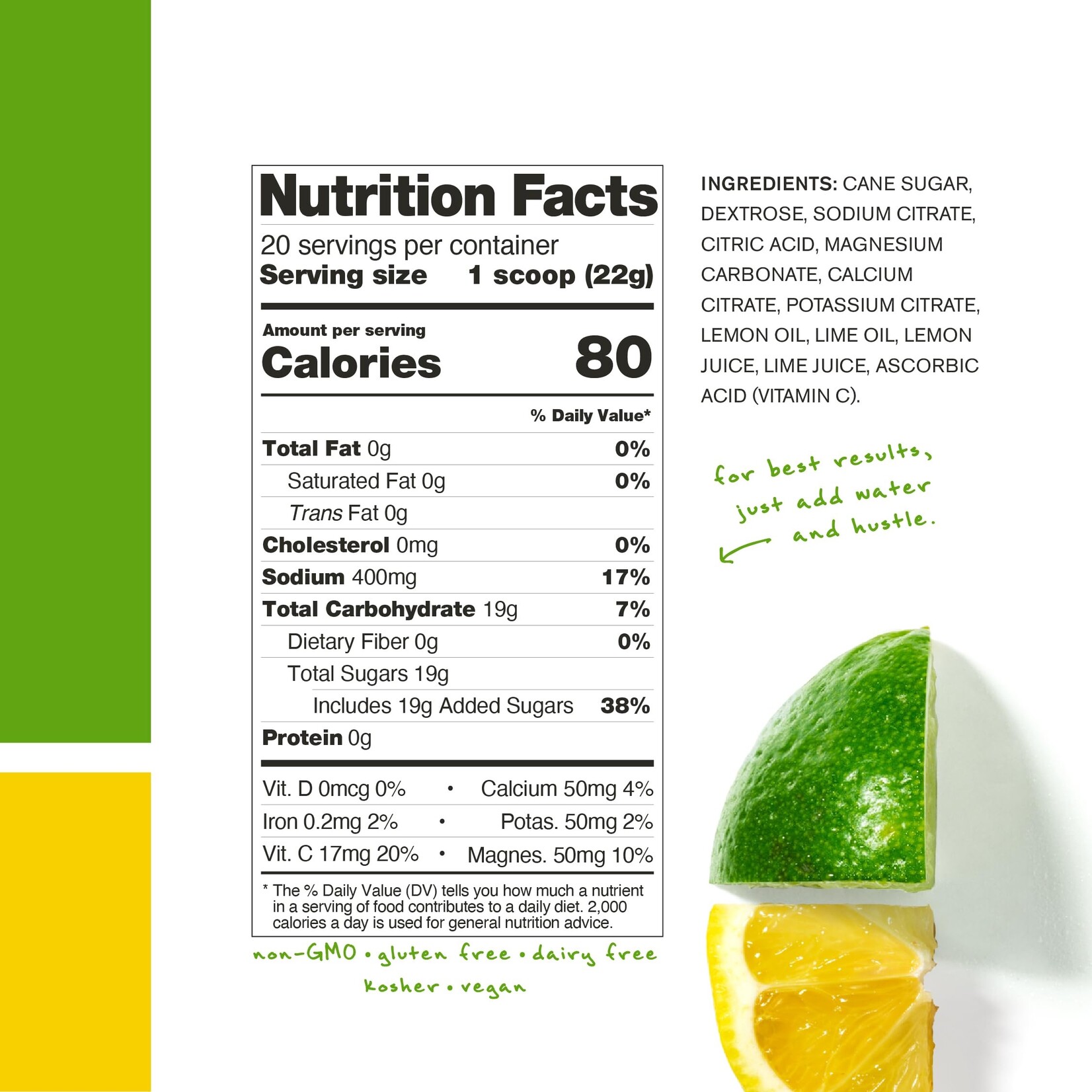 Skratch Labs Mélange pour boissons d'hydratation sportive : Singles de citron et de citron vert