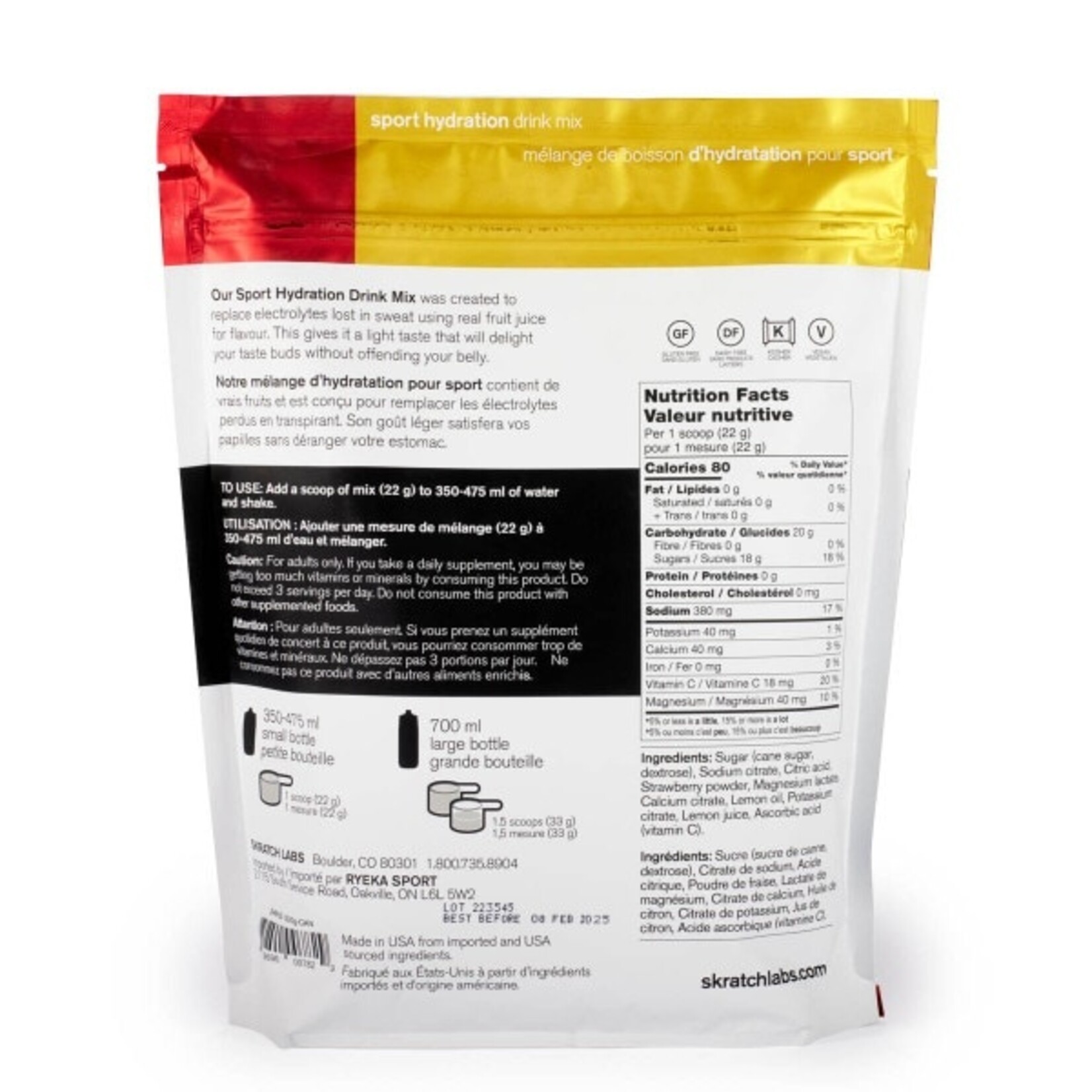 Skratch Labs Sport Hydration Drink Mix : Strawberry Lemonade (1320g)