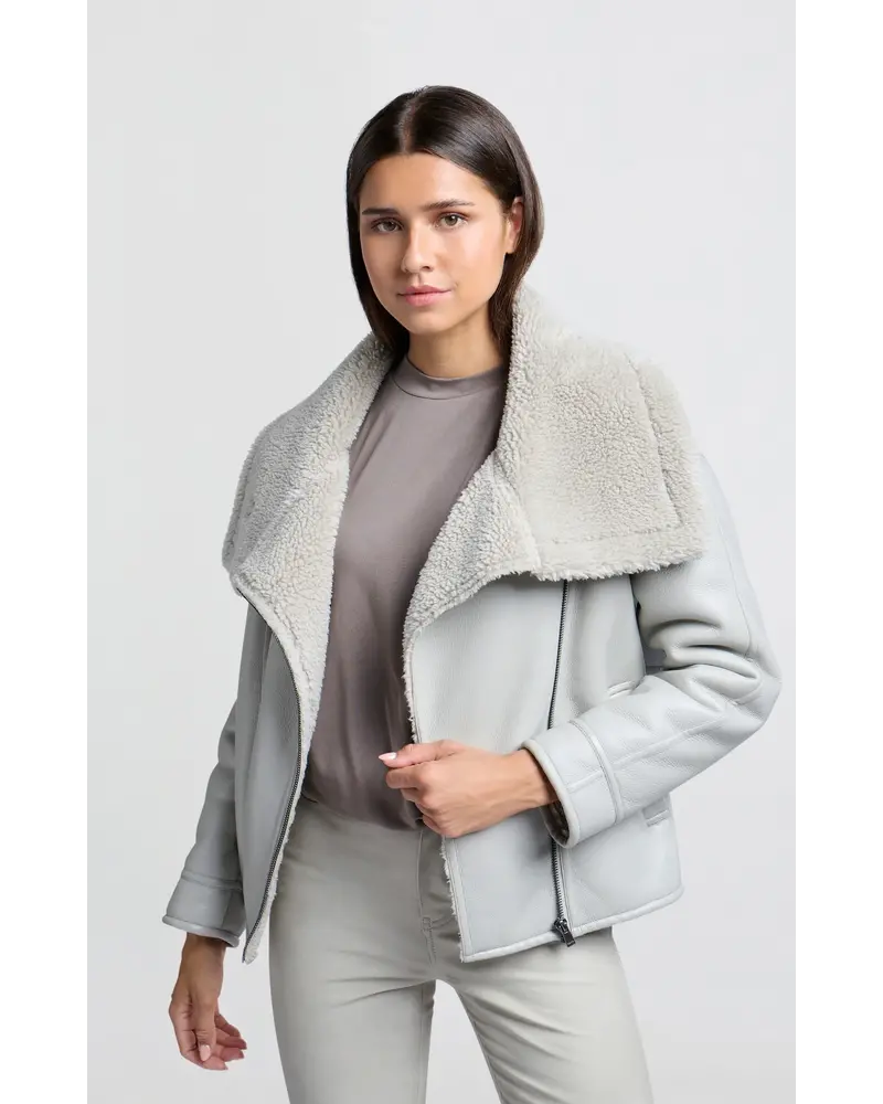 Yaya Manteau simili cuir d’agneau 001038