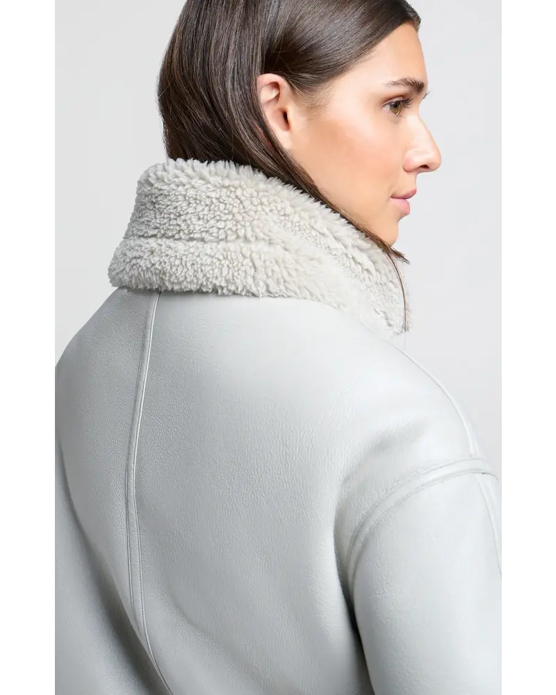 Yaya Manteau simili cuir d’agneau 001038