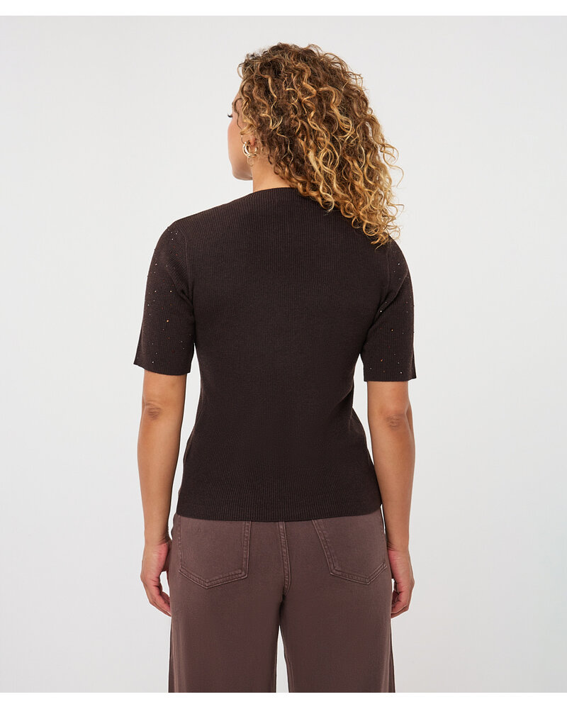 Esqualo T-shirt en jersey côtelé avec strass F2602539