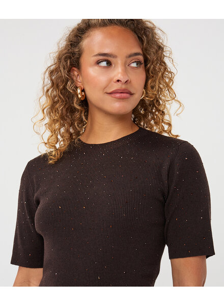 Esqualo T-shirt en jersey côtelé avec strass F2602539