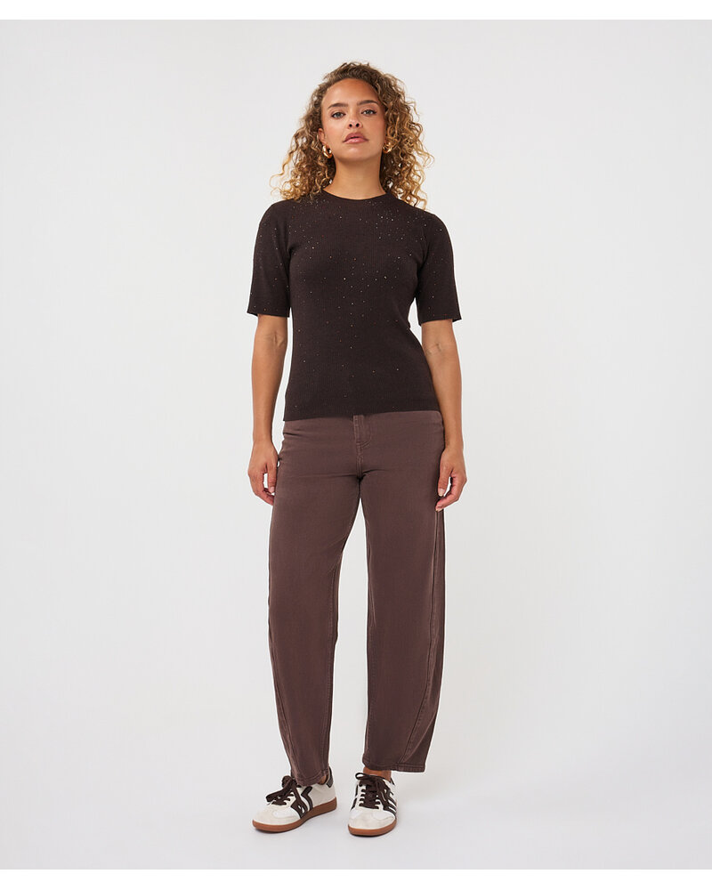 Esqualo T-shirt en jersey côtelé avec strass F2602539