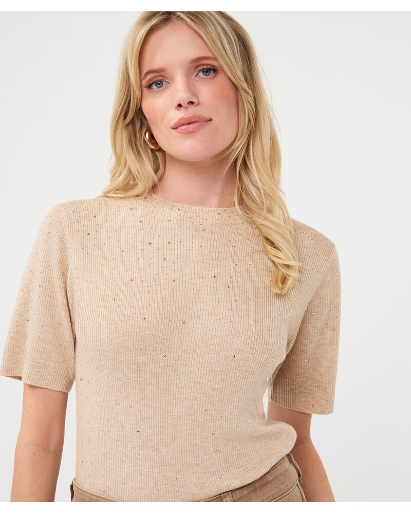 Esqualo T-shirt en jersey côtelé avec strass F2602539