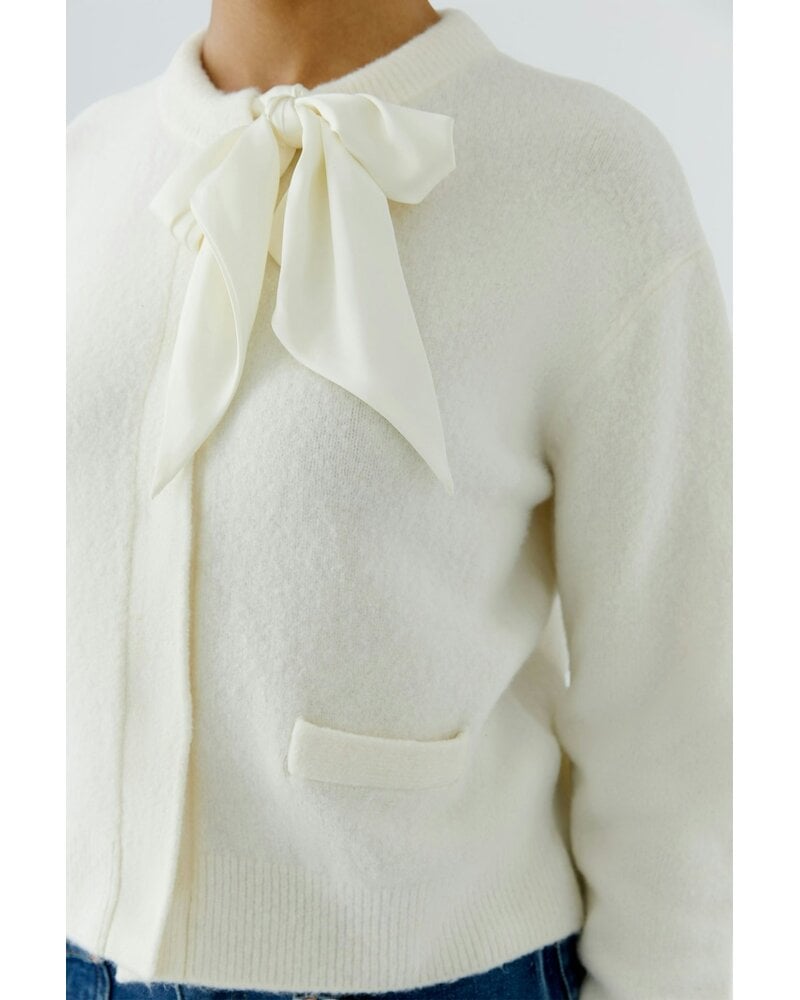 Oui Knit Cardigan with Satin Scarf