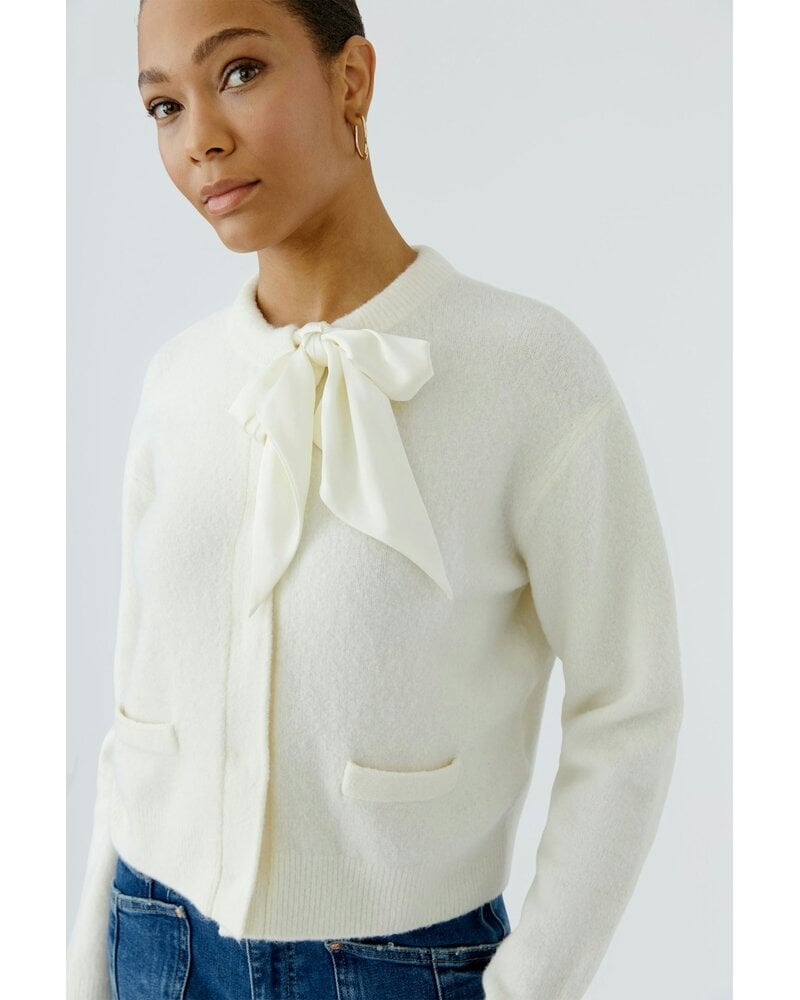 Oui Knit Cardigan with Satin Scarf