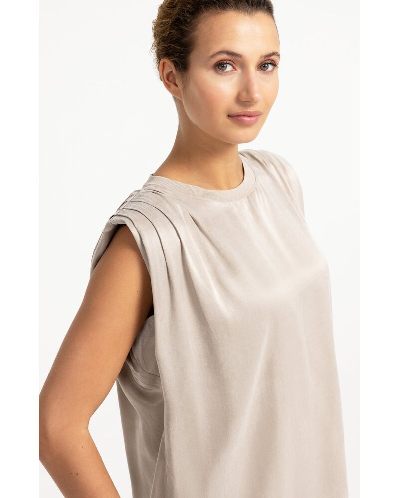 Yaya Sleeveless top with shoulder pleats
