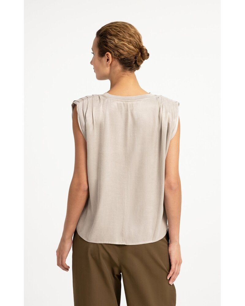 Yaya Sleeveless top with shoulder pleats